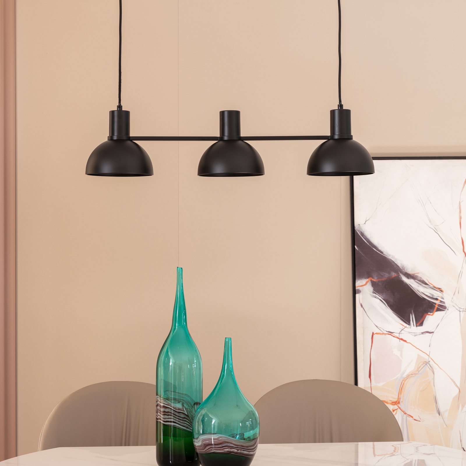 Lucande Mostrid suspension, noire, à trois lampes