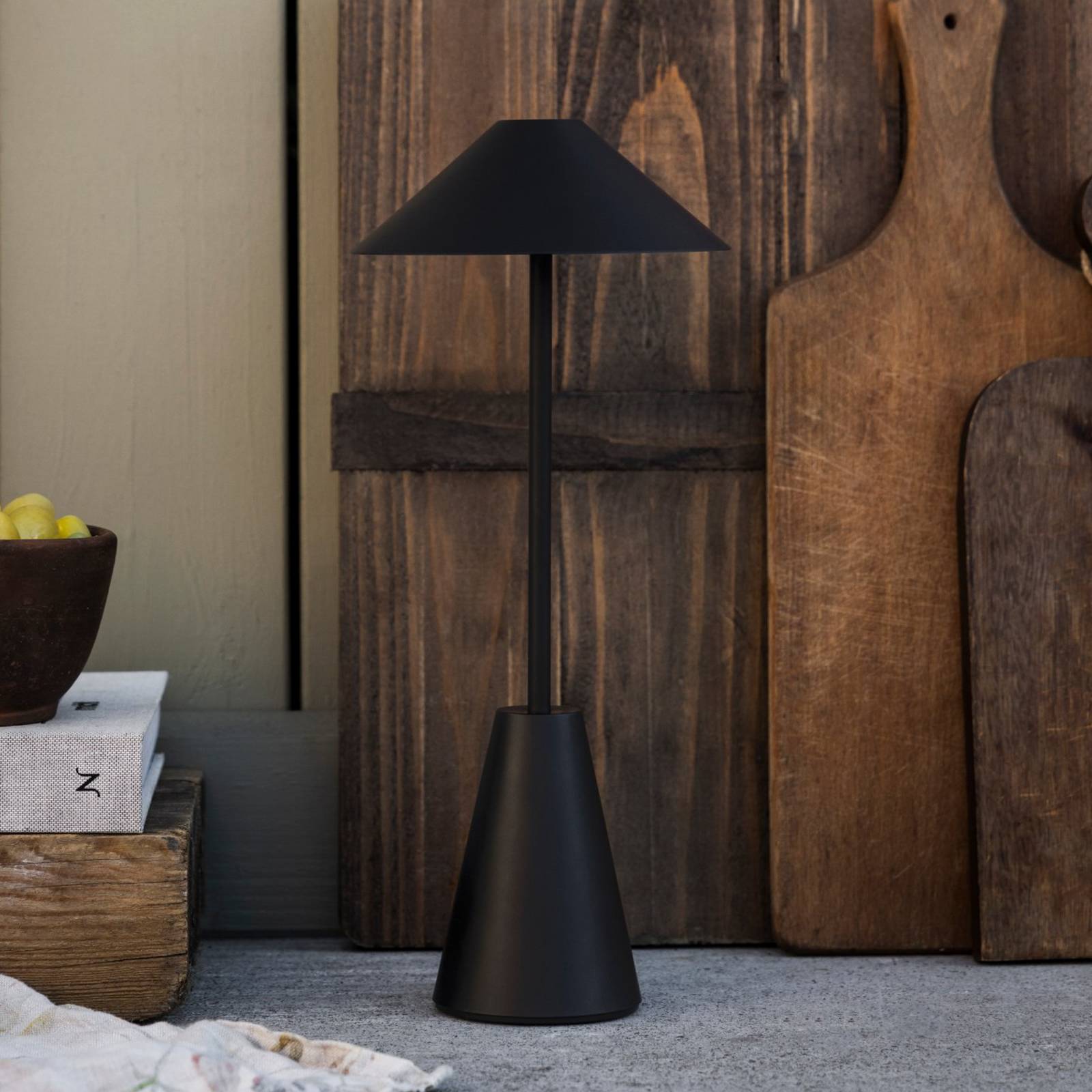 Globen Lighting Lampe de table d'extérieur rechargeable Cannes, noir, IP54