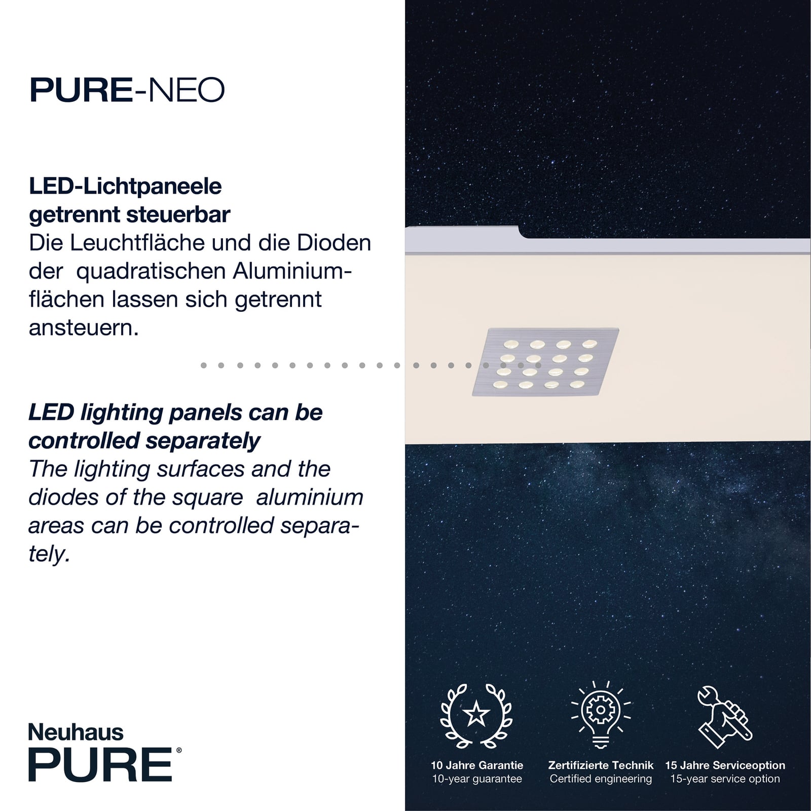 Neo LED-Deckenleuchte, 120cm, alu, CCT, Fernbedienung - PURE Neo LED-Deckenleuchte, 120cm, alu, CCT, Fernbedienung - PURE