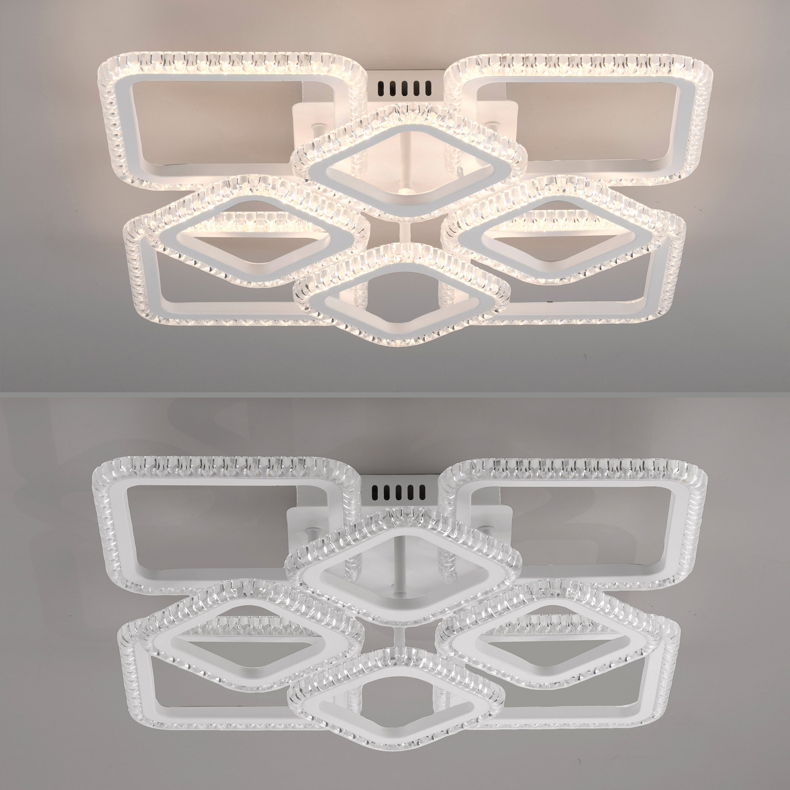 Crystallo LED ceiling light, angular, white, iron, 3,000 K Crystallo LED ceiling light, angular, white, iron, 3,000 K