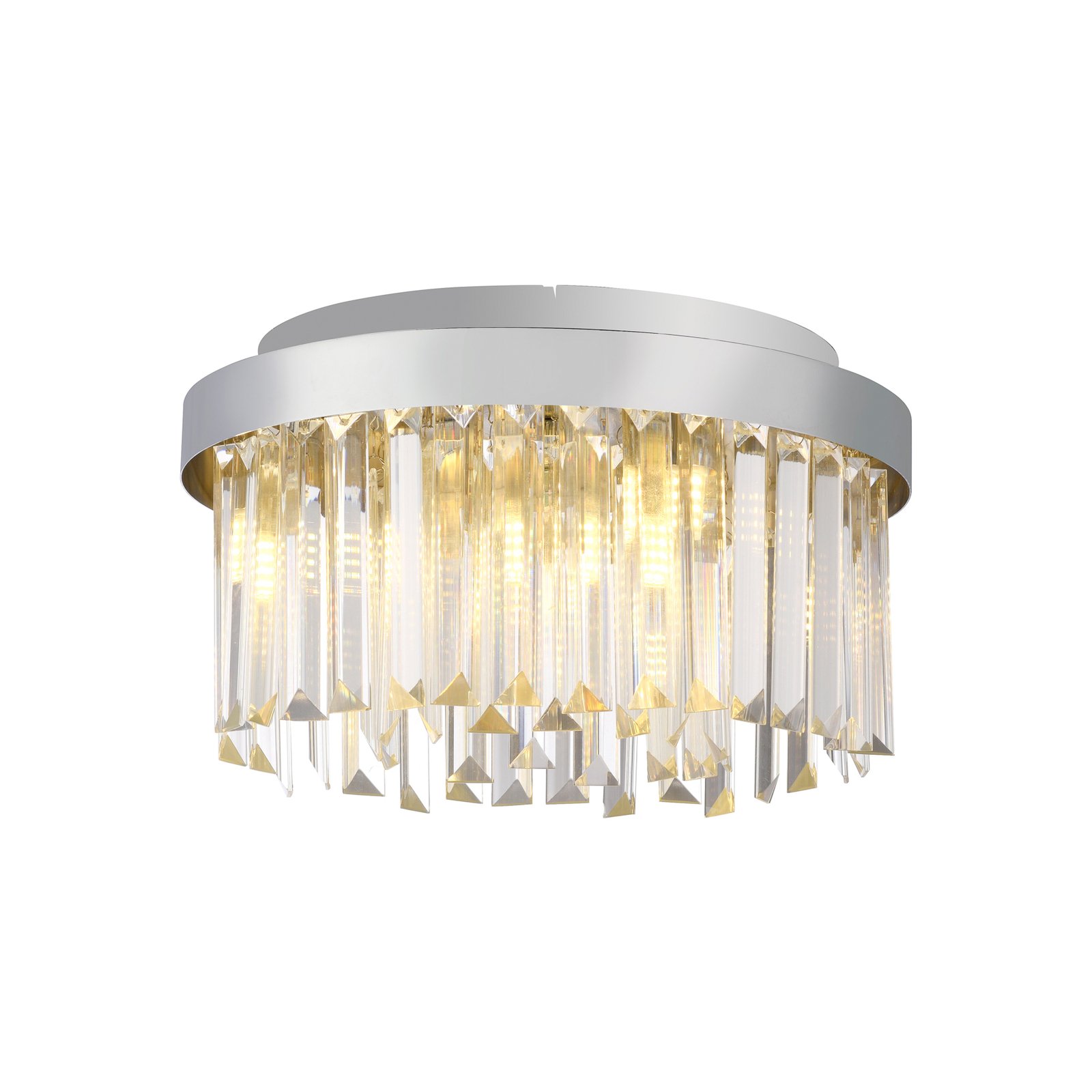 JUST LIGHT. Kulunka ceiling lamp, crystal glass, chrome