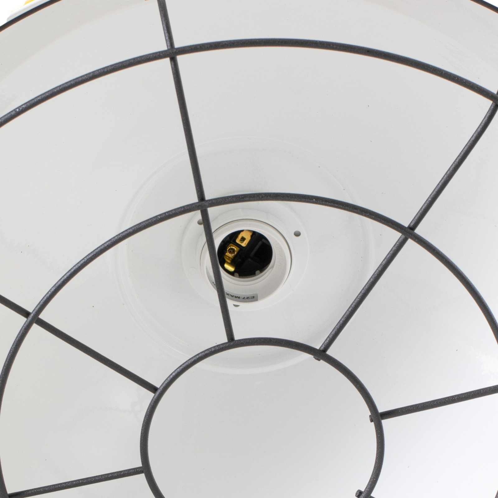 Lampa wisząca Astel, żółta, Ø 41 cm, metal, detal z antycznego mosiądzu