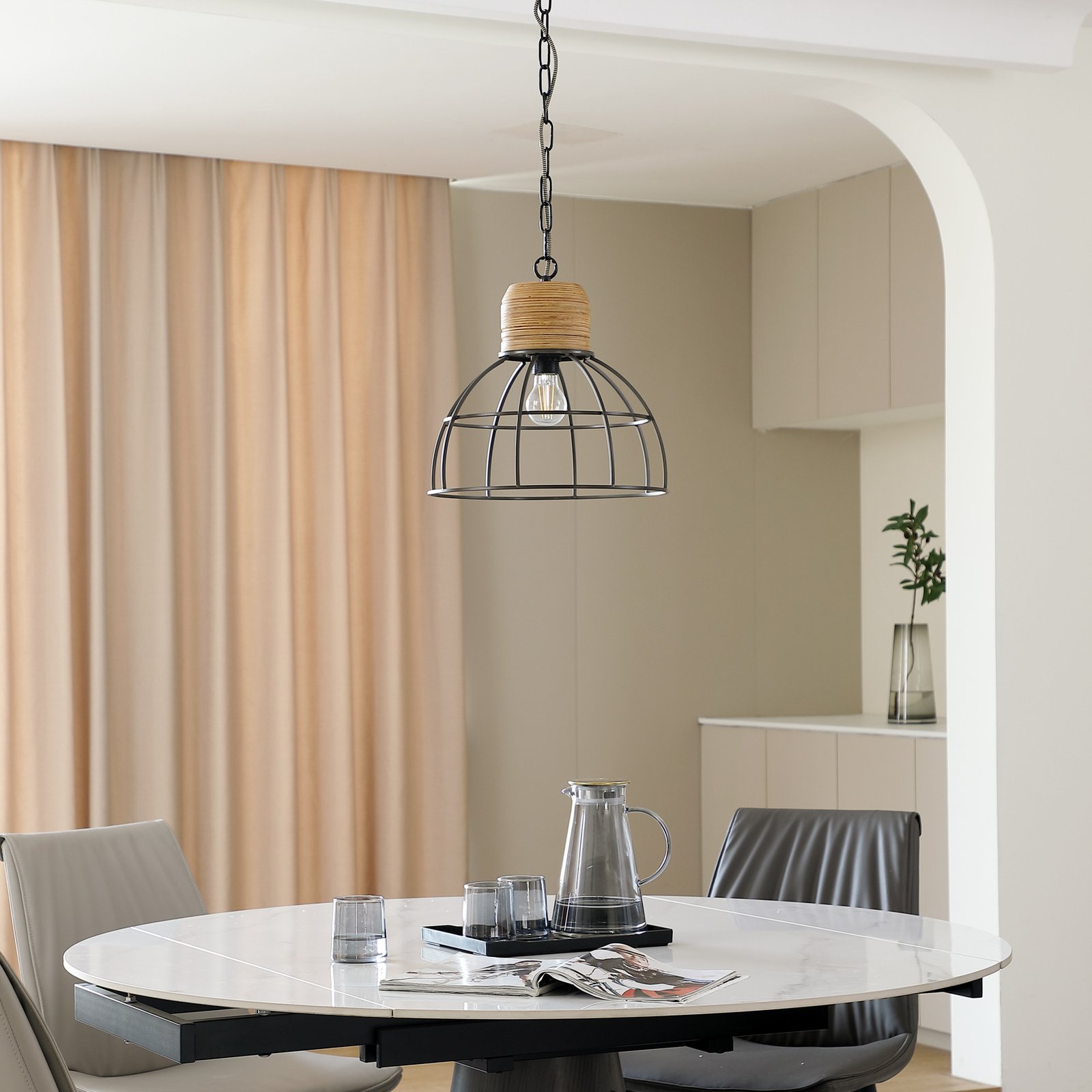 Lucande Arinthea pendant light with cage shade
