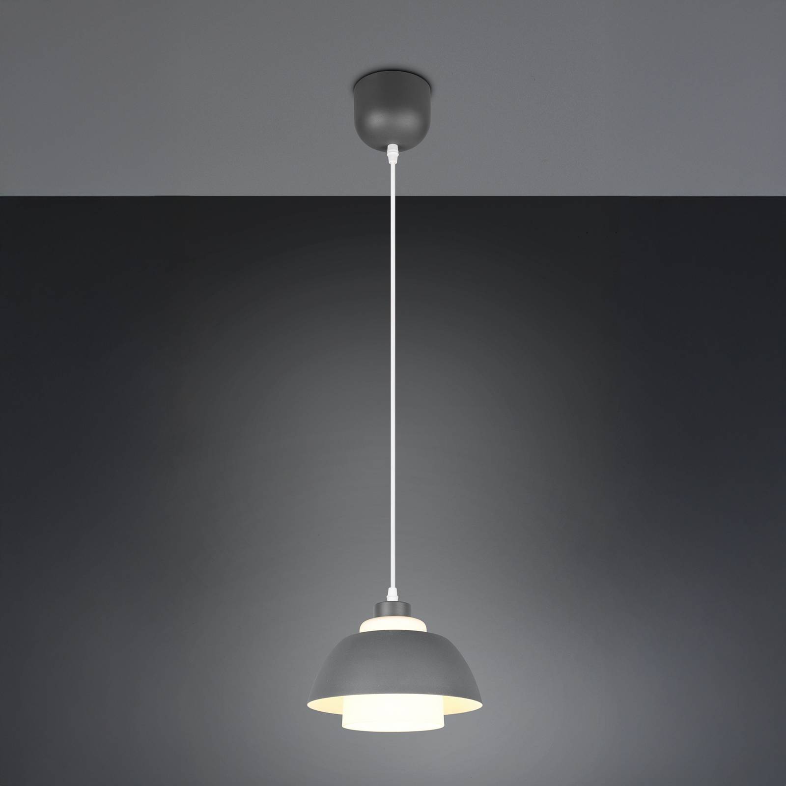 Reality Leuchten Suspension Tilos, anthracite, Ø 23 cm, métal/verre, E27