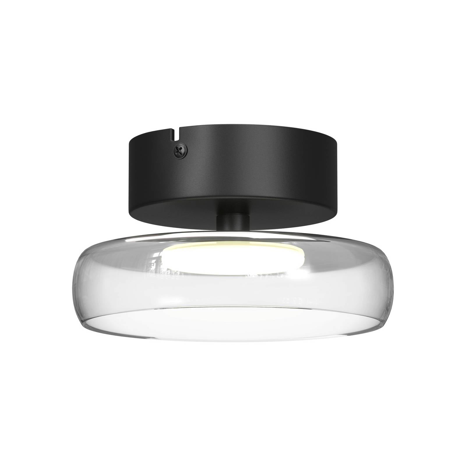 LED-Deckenleuchte FLOAT, klar/schwarz, Ø 20 cm, Glas/Metall