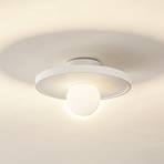 Lindby wall light Nielson, white, plaster, Ø 28 cm