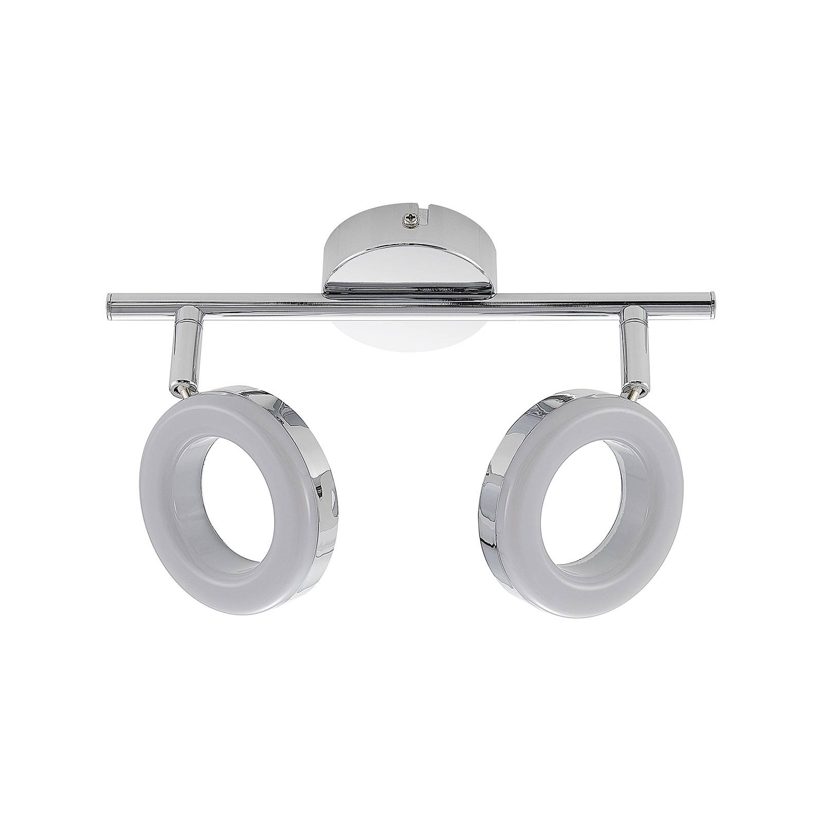 ELC Tioklia LED ceiling light, chrome, two-bulb, for Living / Dining Room, metal, steel, 4 W, L: 27.5 cm, W: 10 cm, H: 18 cm
