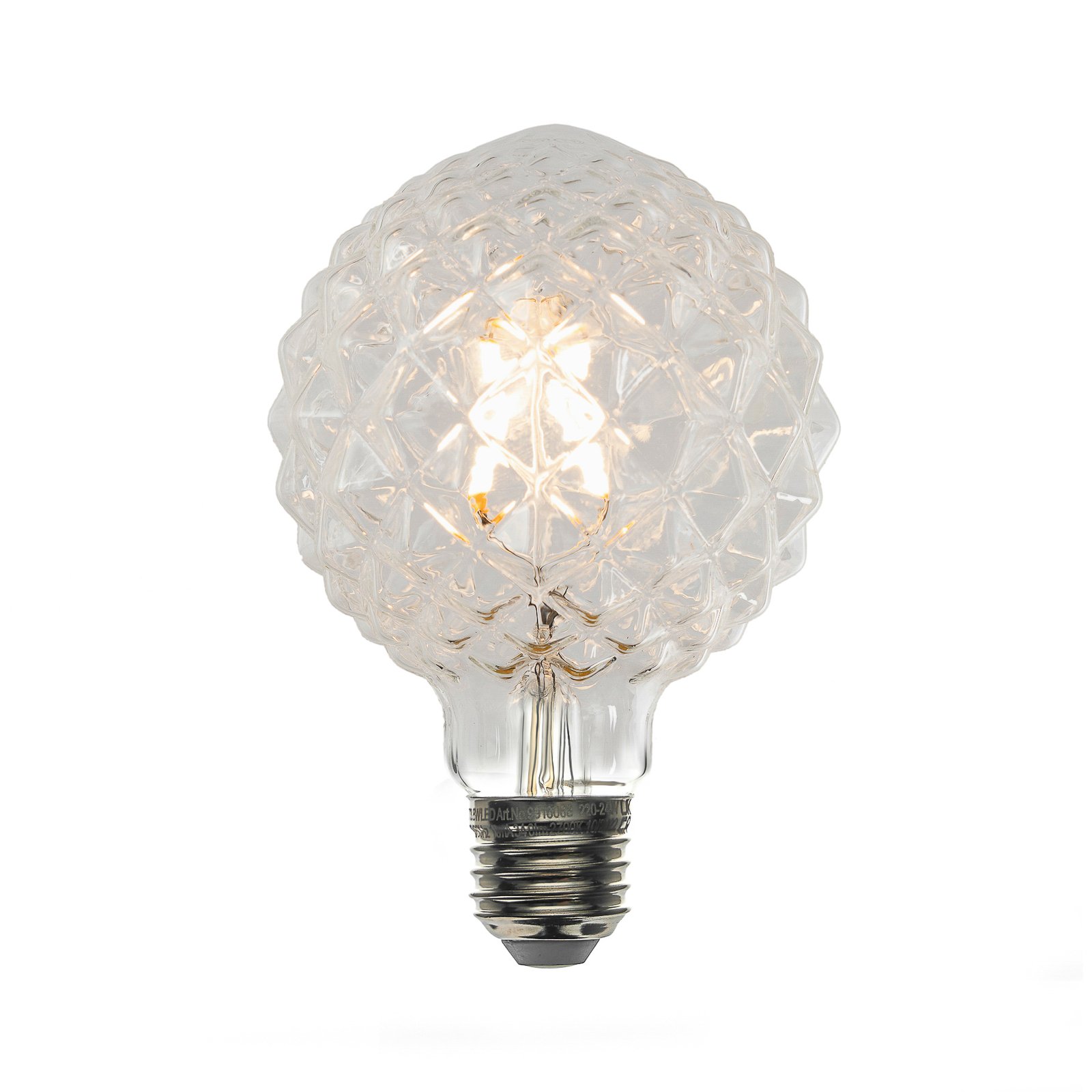 E27 3,8W LED-Lampe G95, 2700K, Struktur, klar