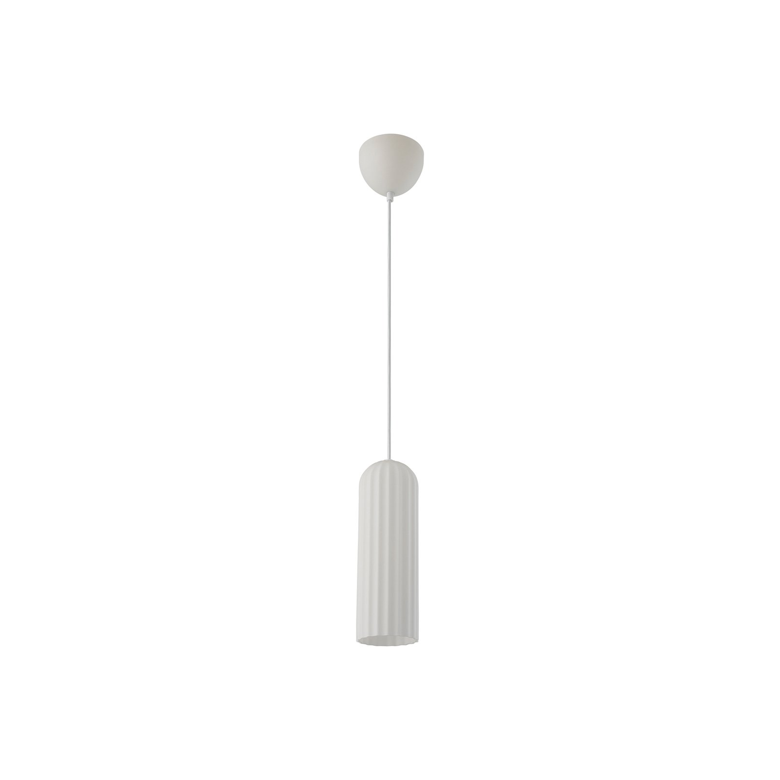 Miella pendant light, ribbed glass, satinised/white