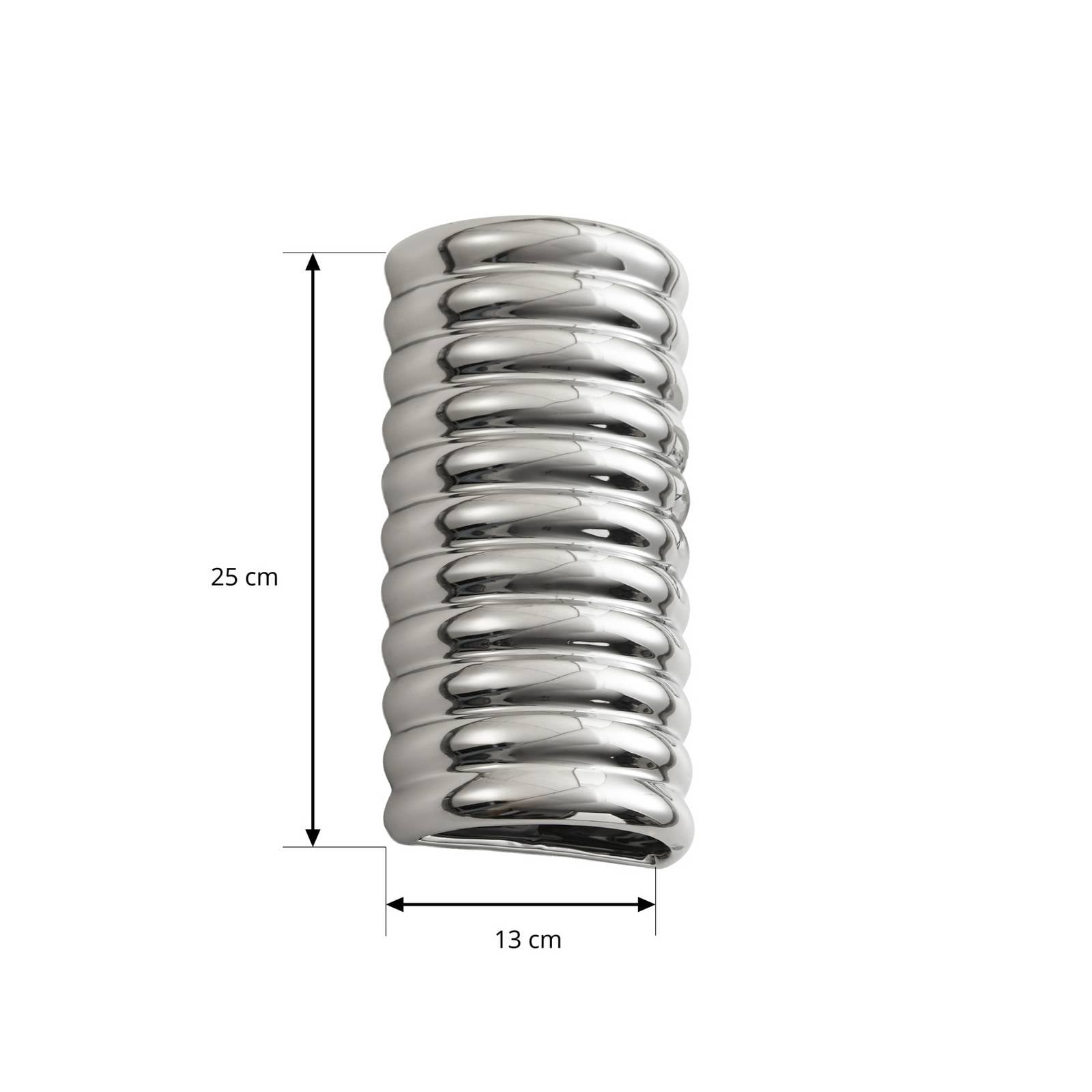 Kinkiet LED Lucande „Riff”, srebrny, ceramika, wysokość 25 cm