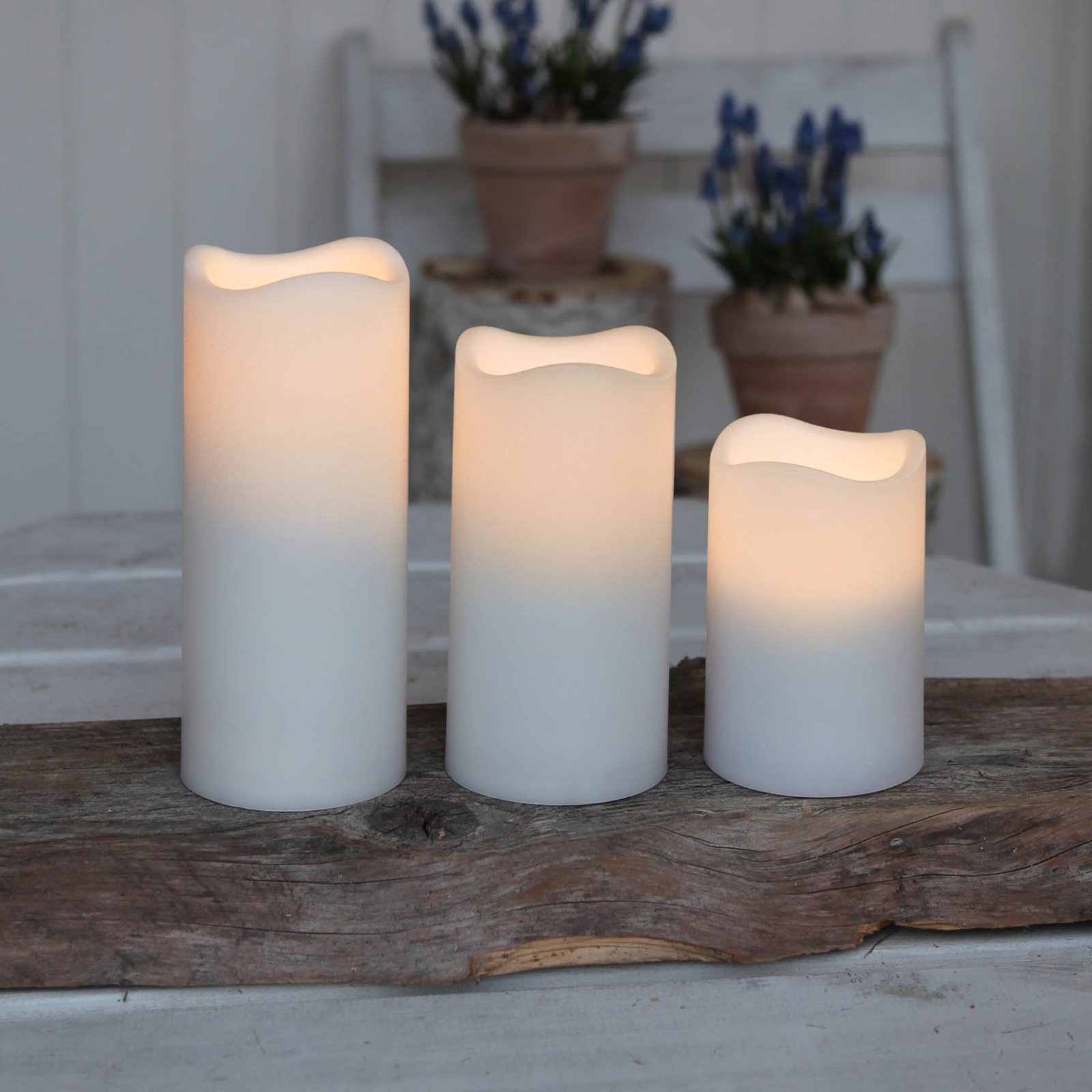 Dreierset LED-Kerzen den Außenbereich | Lampenwelt.de