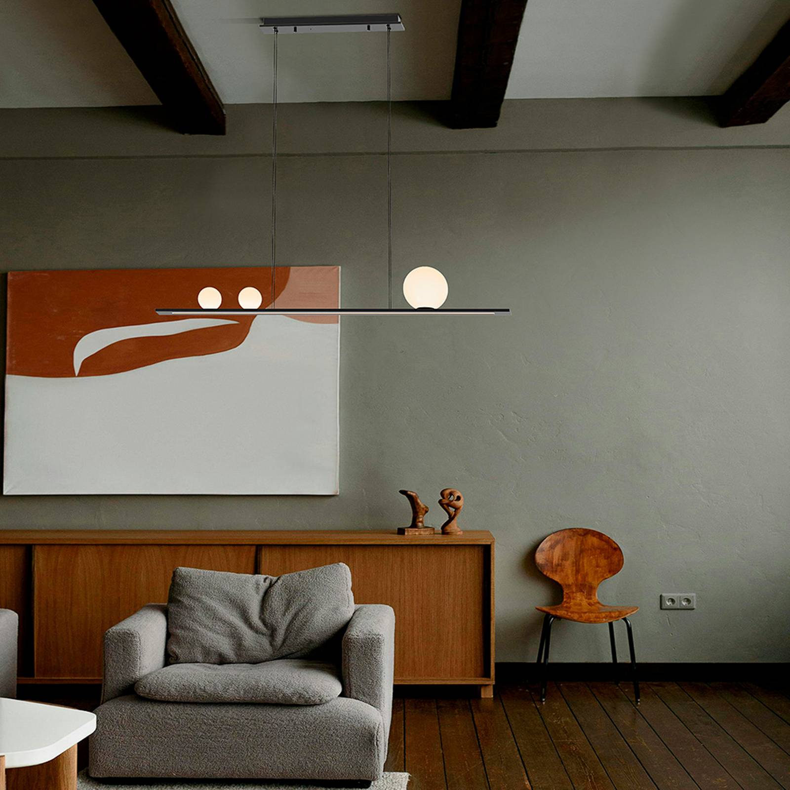 LED-Pendellampe Mila, schwarz, Länge 120 cm, Metall günstig online kaufen