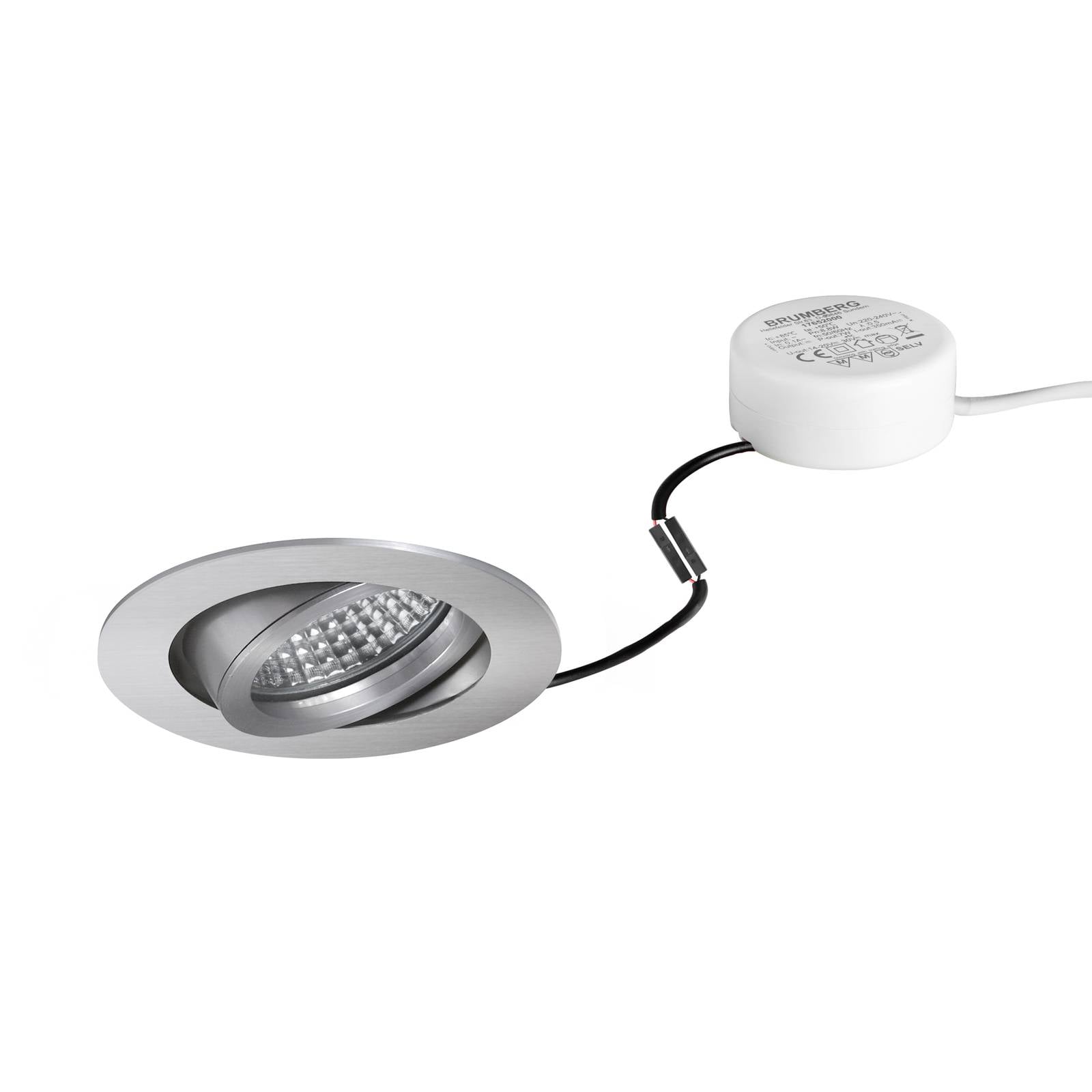 BRUMBERG LED-Einbauspot Tirrel-R, RC, Treiber rund, alu matt