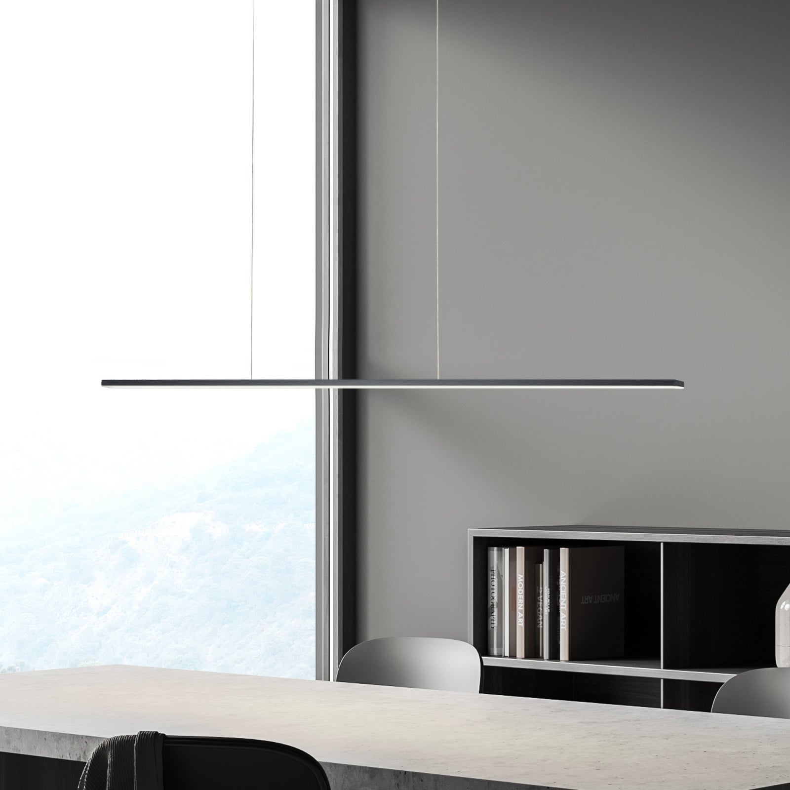 Lampă suspendată LED Bopp Baseline 2.0 negru lungime 119 cm - Camera de zi / sufragerie - Modern - Aluminiu