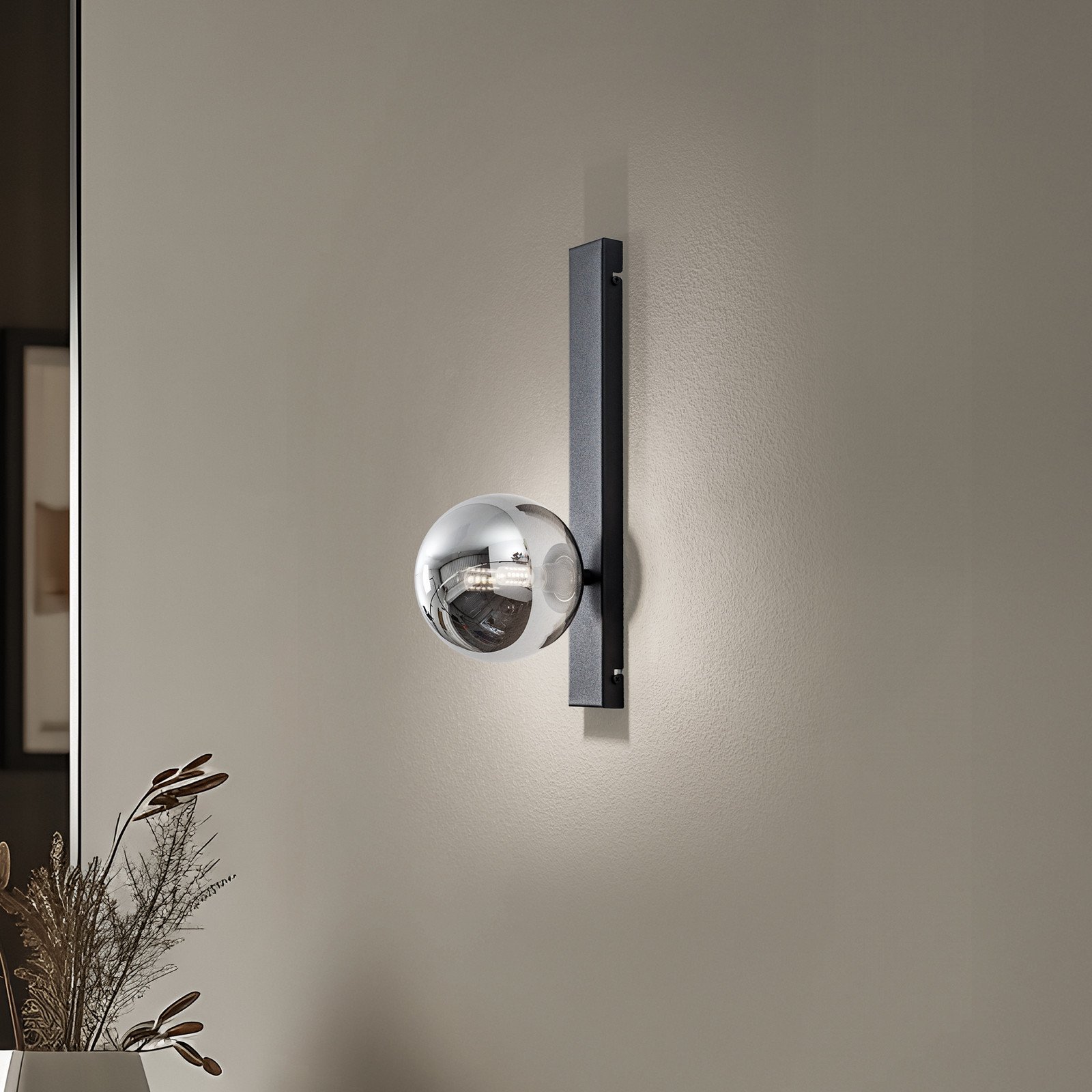 Domiluce Aplică de perete Rumba negru/gri fumuriu sticlă/metal Înălțime 40 cm - Camera de zi / sufragerie - Modern - negru gri fumuriu