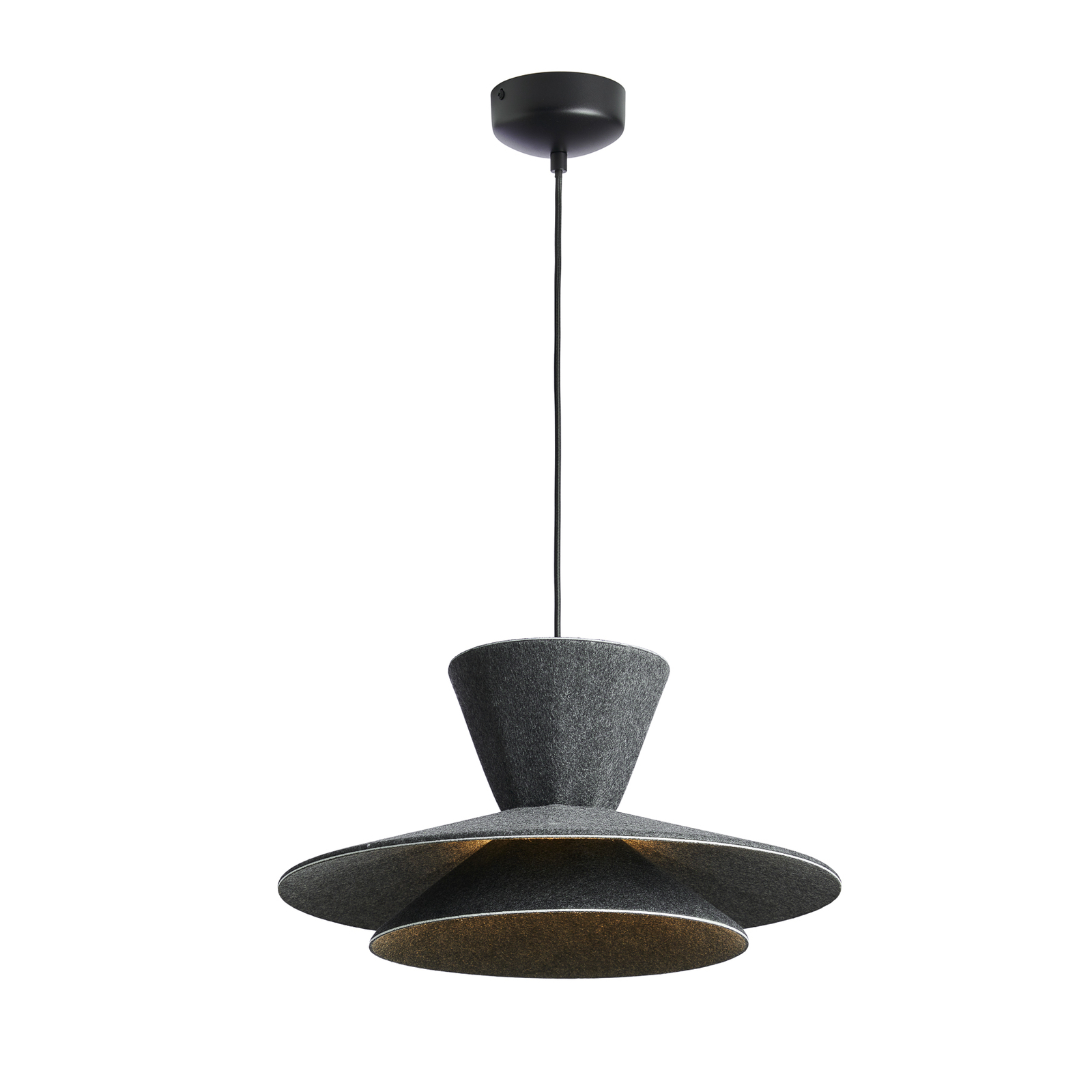 LOOM DESIGN Morphic LED pendant light, black, felt, Ø 50 cm