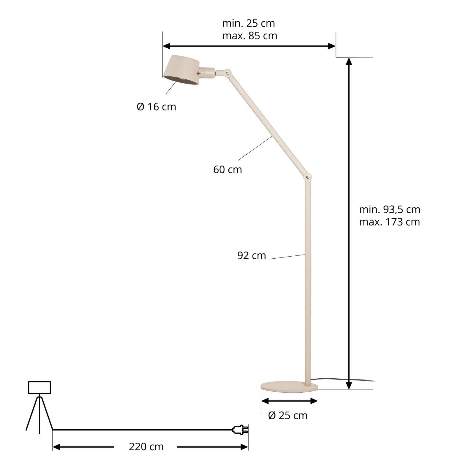 Lucande Lampa stojąca Silka, 173 cm, beżowa, regulowana, E27