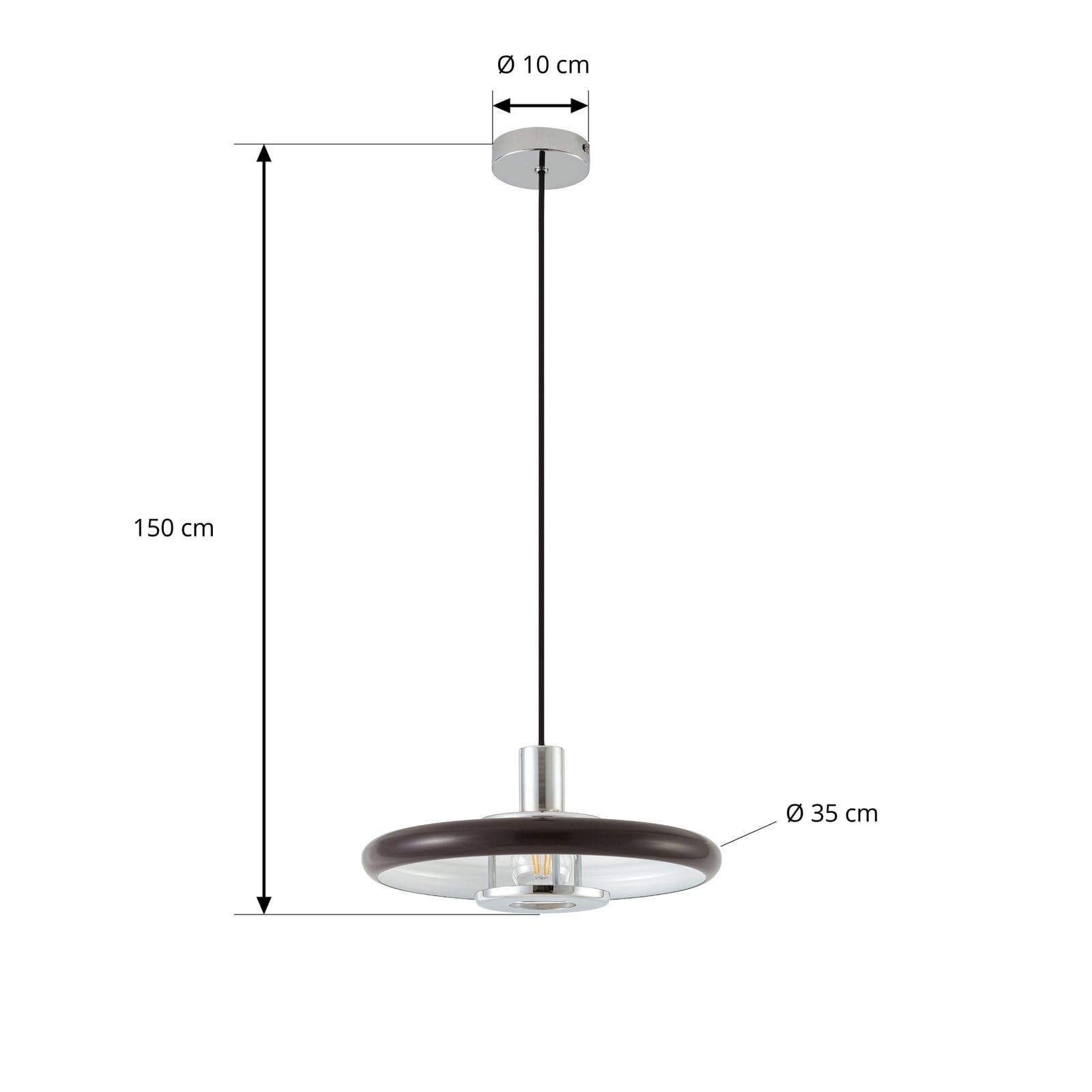 Lampada a sospensione Branford, marrone, Ø 35 cm, metallo, stile retrò - Lindby Lampada a sospensione Branford, marrone, Ø 35 cm, metallo, stile retrò - Lindby