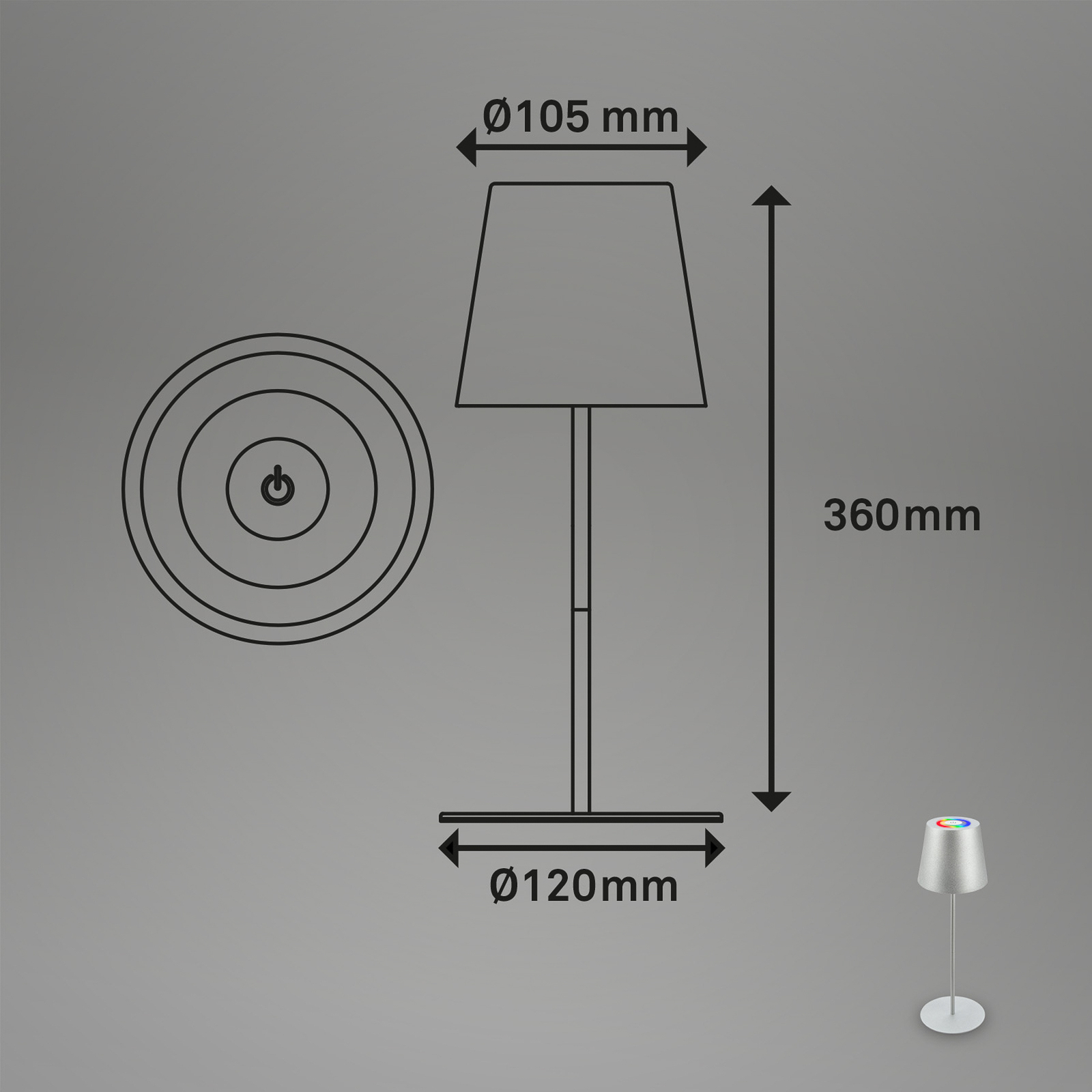 LED-Akku-Tischlampe 7507015 chrom matt RGBW IP44 Touchdimmer