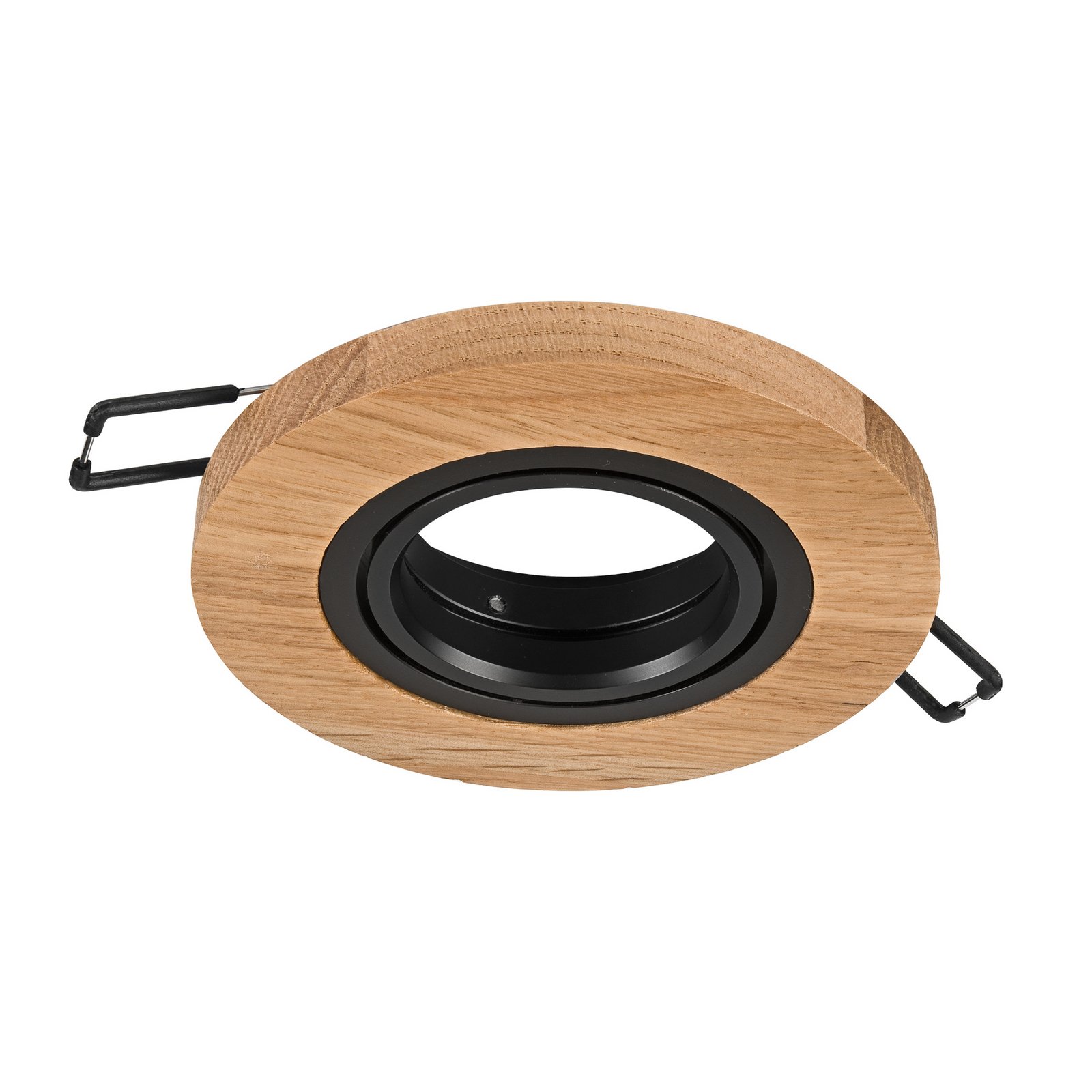 Forsænket loftlampe Tobby, Ø 10 cm, egetræ, GU10