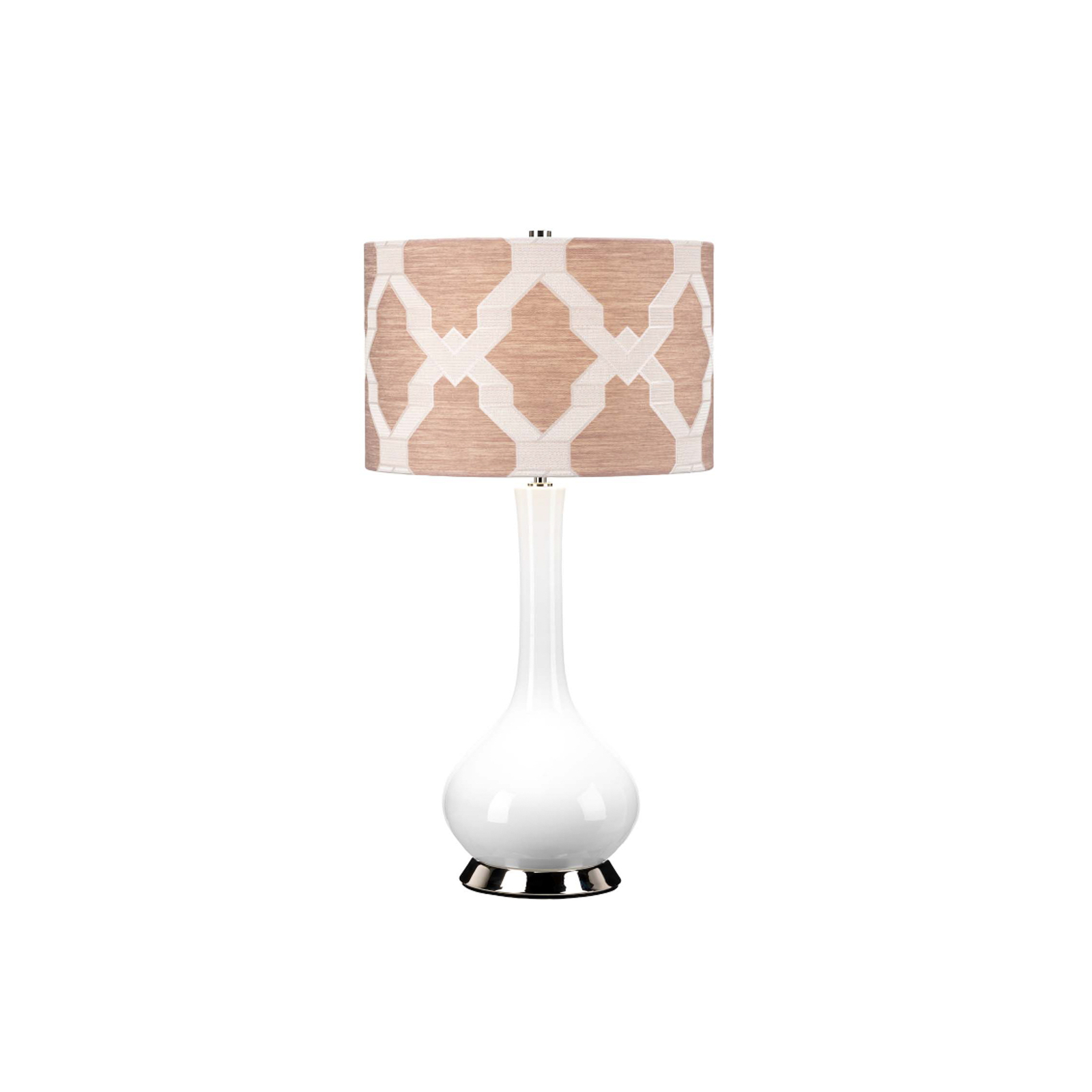 Lámpara de mesa Milo, níquel-blanco/rosa
