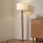 Lucande Lampe sur pied Jorvan, crème, eucalyptus, lin