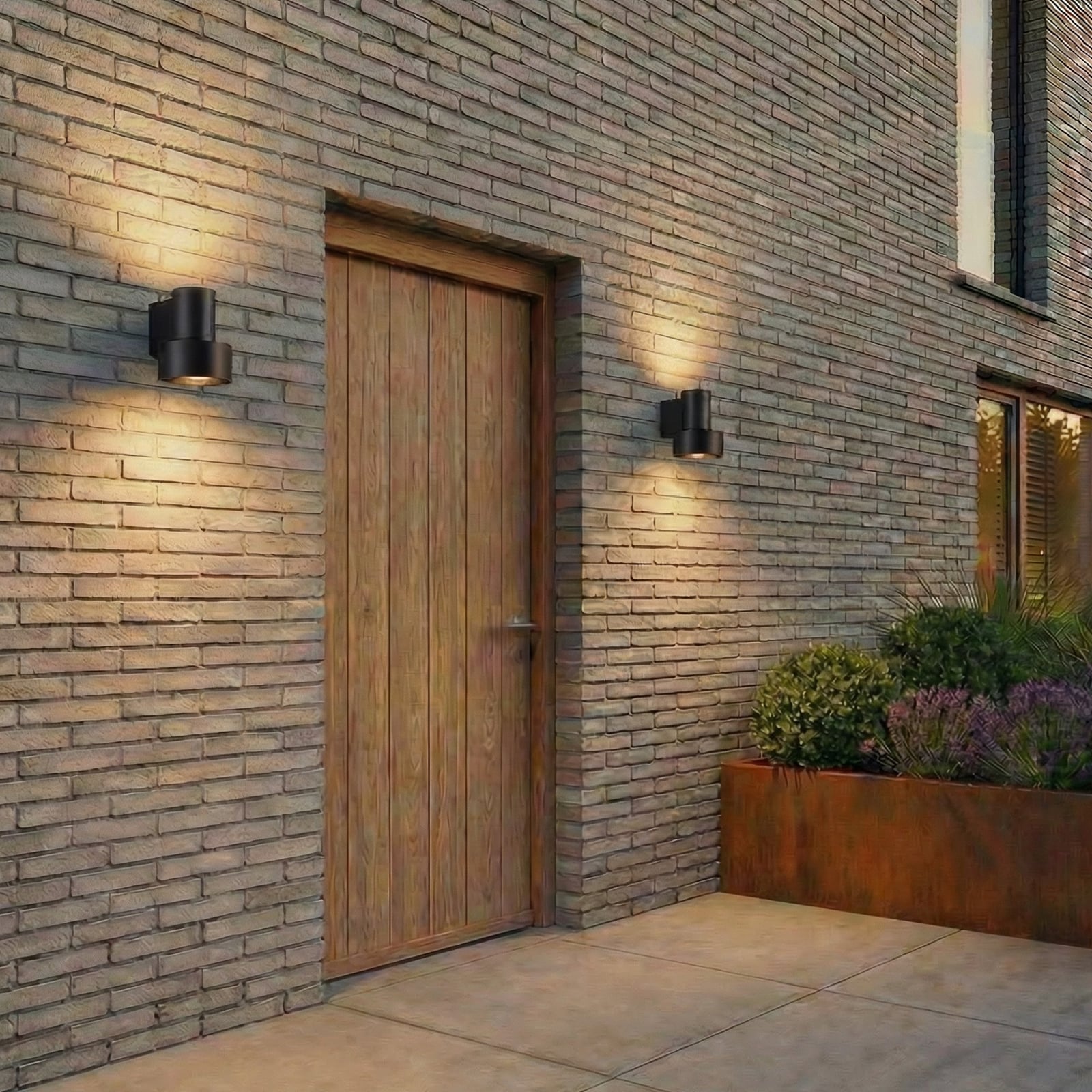 Elune LED outdoor wall lamp, matt black, up/down - Lucande