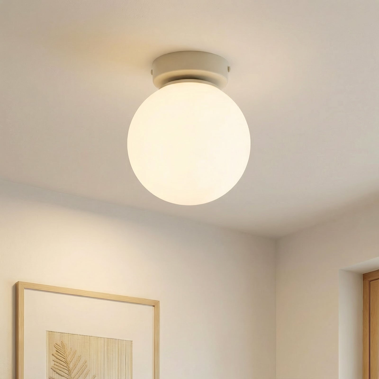 Deckenleuchte Moonlight, sandfarben, Glas/Metall, 1-flammig