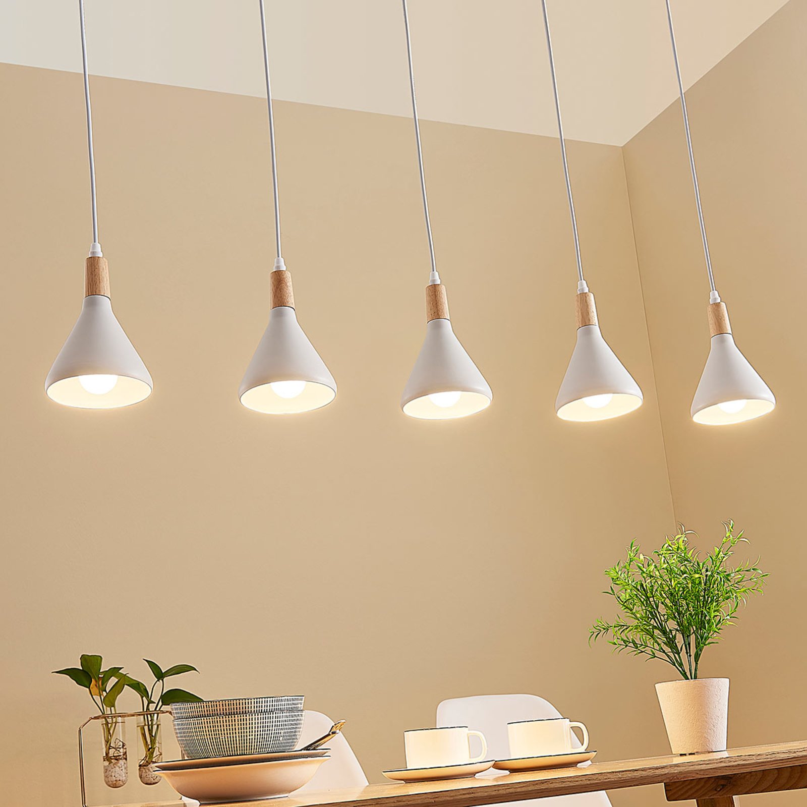 Arina Candeeiro Suspenso White/Wood - Lindby