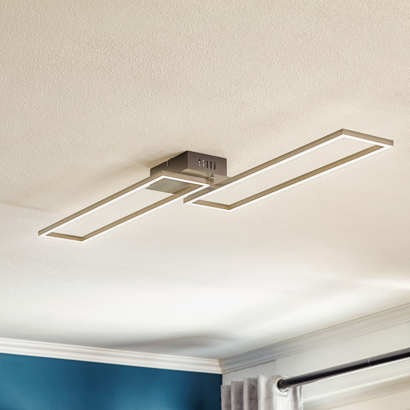 Briloner Plafonieră Frame LED telecomandă negru - Camera de zi / sufragerie - modern - Metal