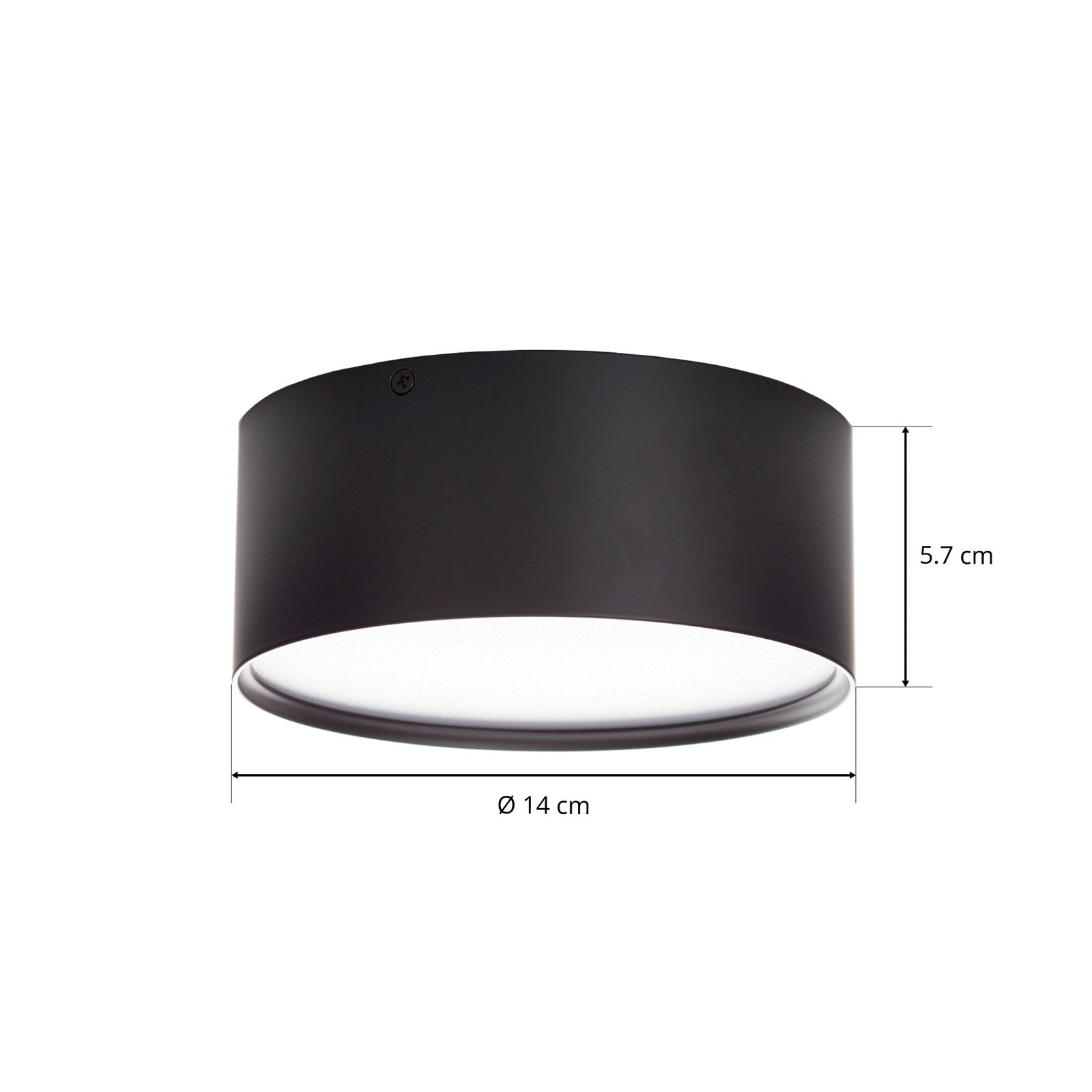 Candeeiro de teto LED simples Mine, preto 14 cm