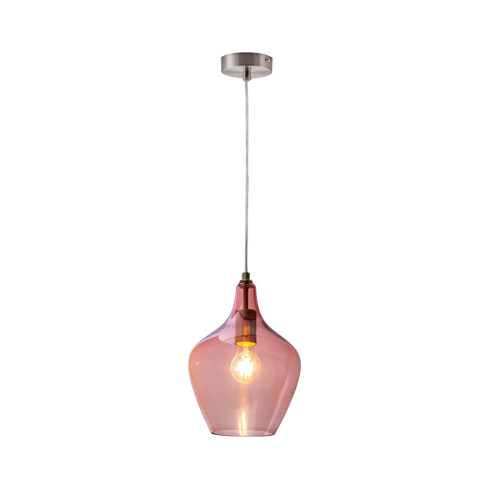 Paso hanging light made of glass, 1-bulb, rose