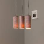 Suspension Joni tissu allongée 3 lampes rosé doré