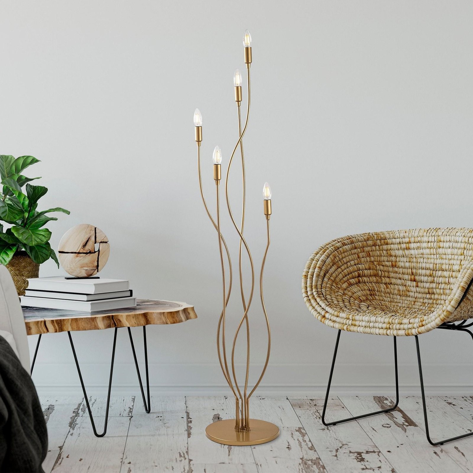 Floor lamp Bonibon 13237 gold-coloured metal height 160 cm 5-bulb.