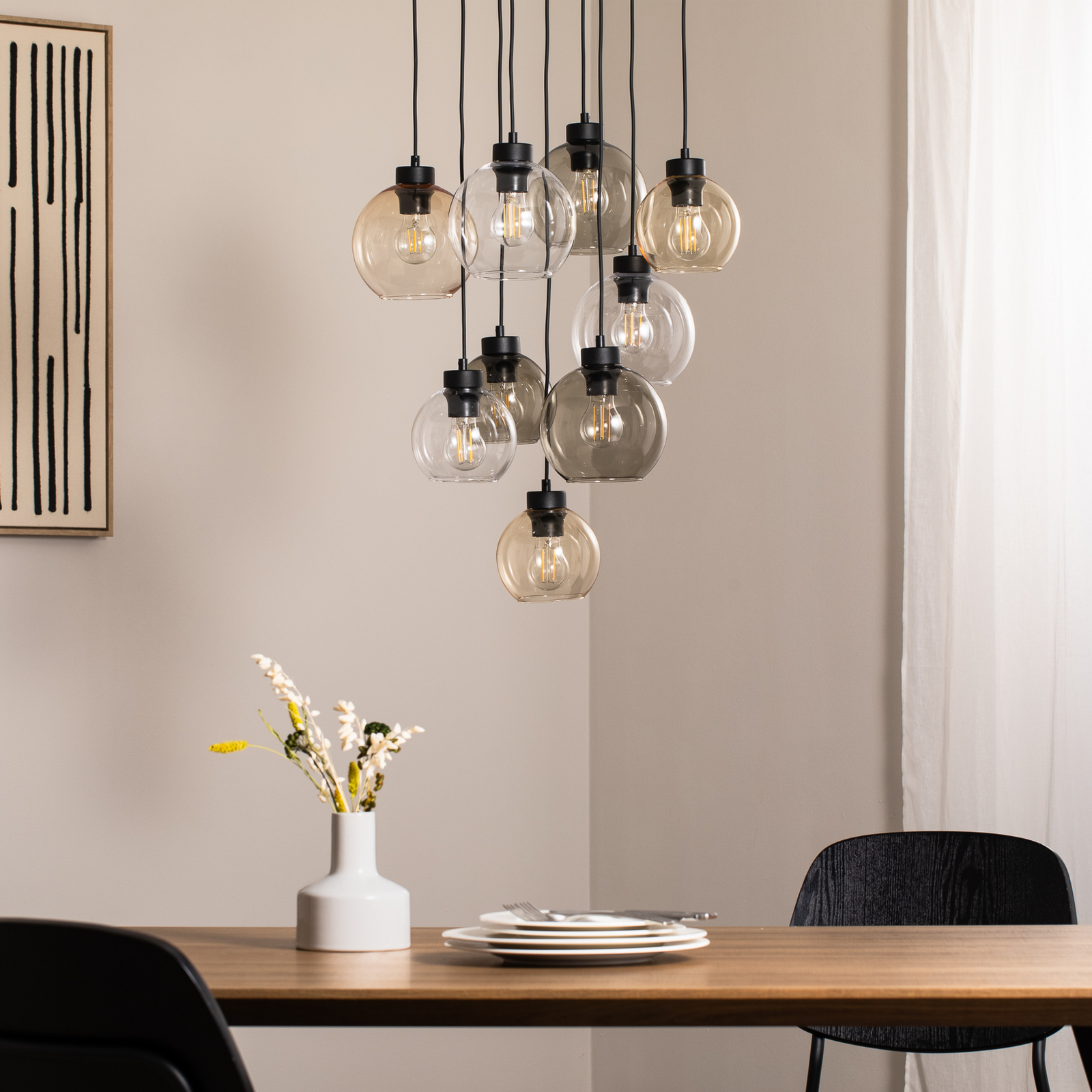 Rippvalgustid Cubus Mix, Ø 58 cm, 9-flg., mitmevärvilised, klaas, E27