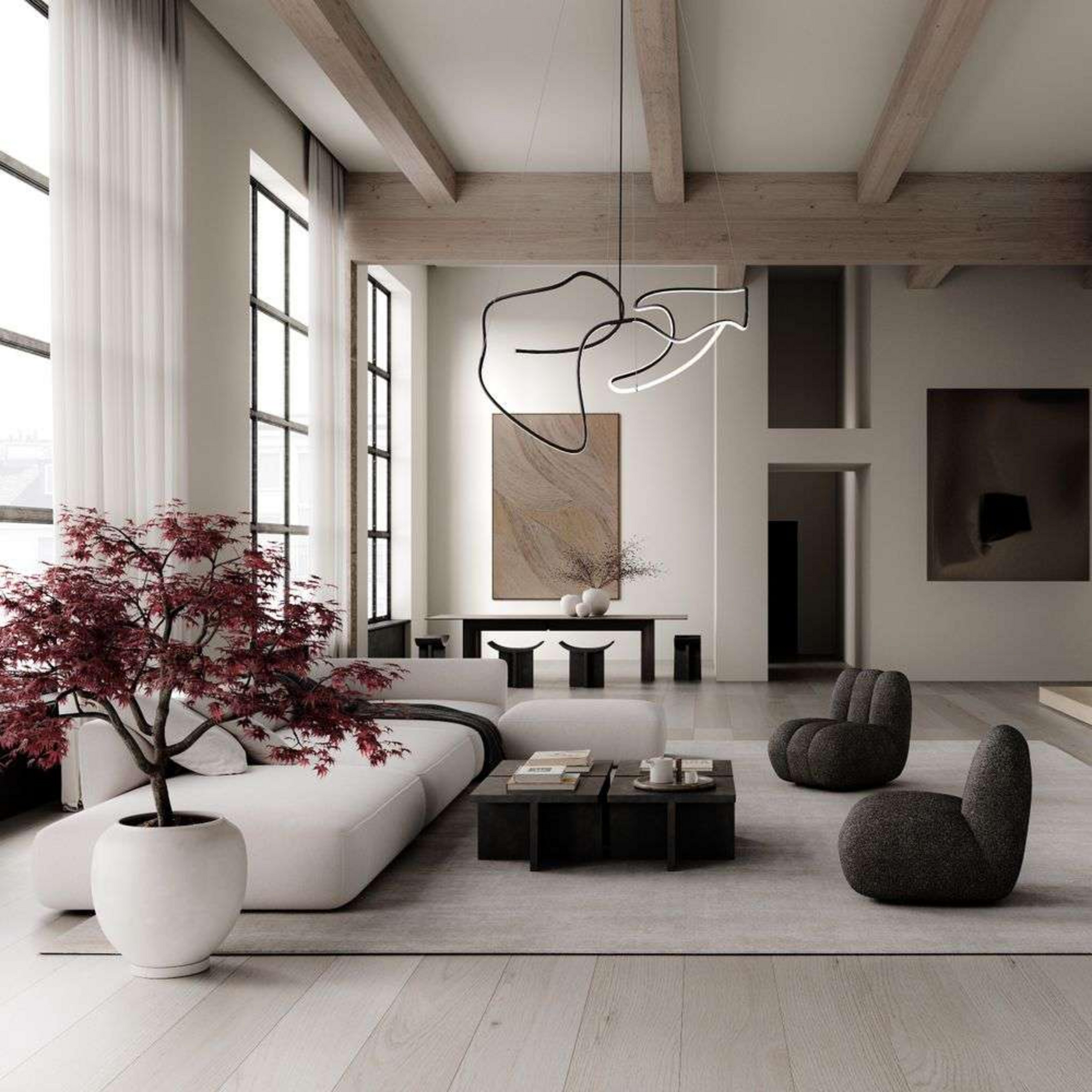 Suspension LED Ghost, 155 cm, noir - 101 Copenhagen