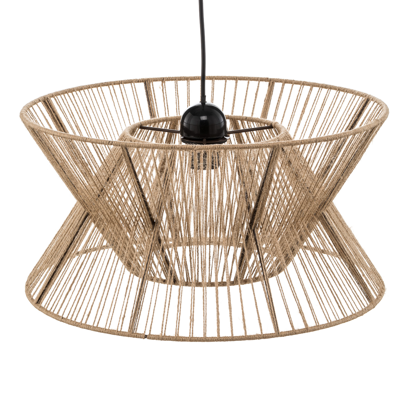 Argela hanging light with dual lampshade, natural