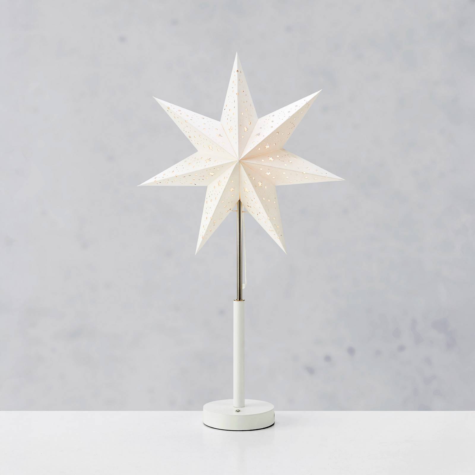 Markslöjd LED papieren ster op batterijen Noella, staal/wit, hoogte 62 cm