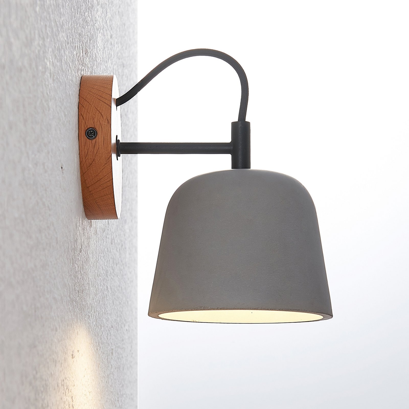 Lucande Wandleuchte Kalinda, 2er-Set, grau, Beton, E14