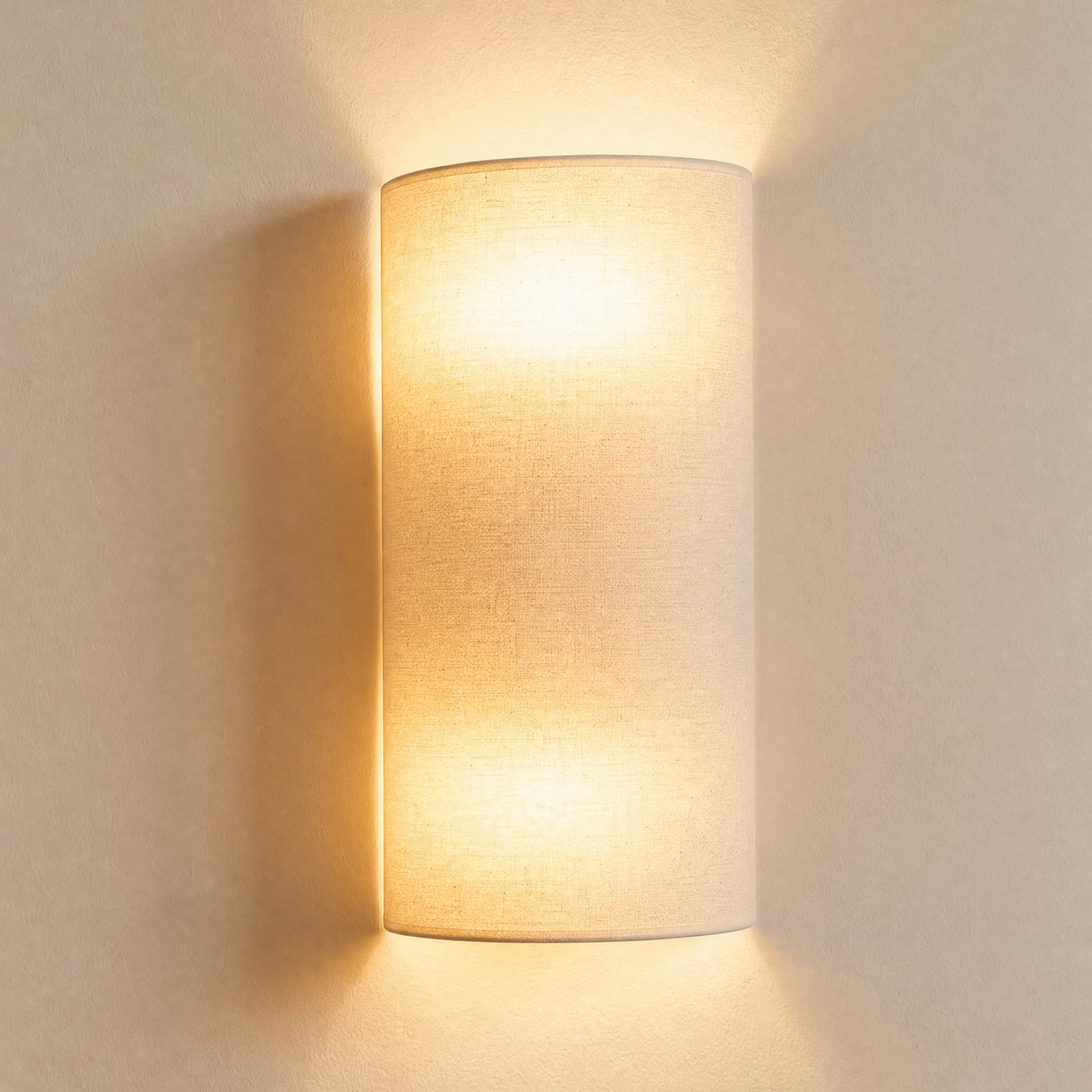 Candeeiro de parede Nature, creme, altura 40 cm, tecido, luz para cima/para