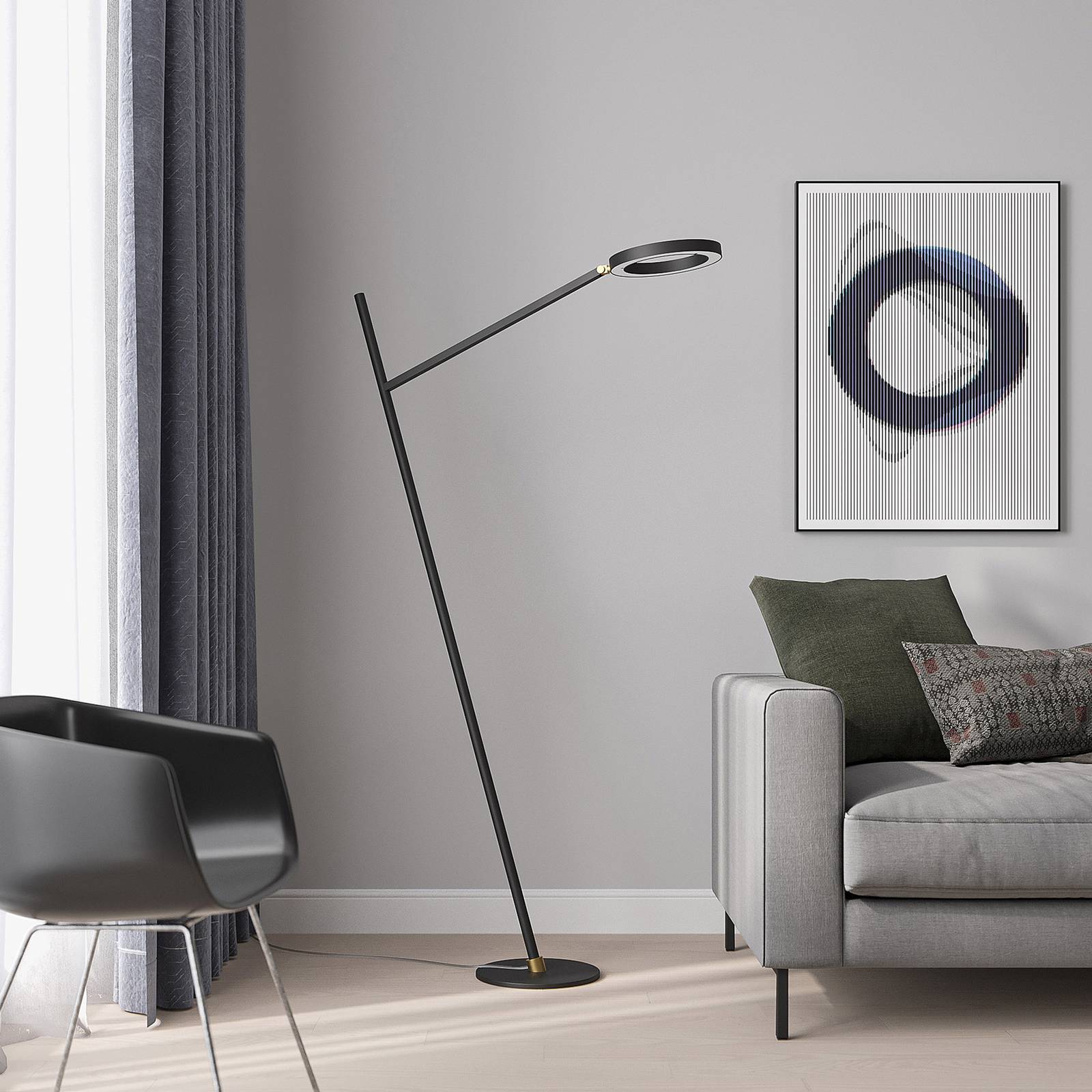 Lucande Lucande Nimbe LED stojací lampa, černá, stmívač