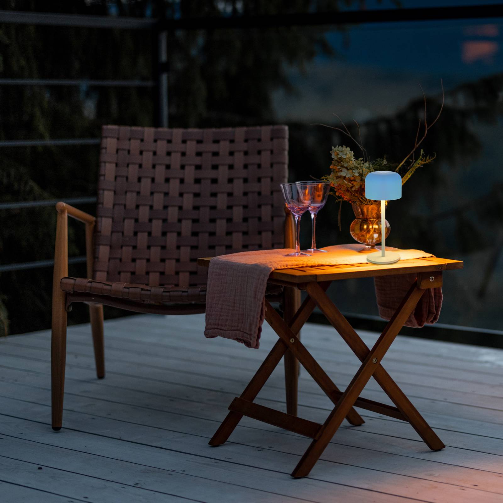  Fh Lighting Led-akku-tischlampe Finley Sandbeige Höhe 22 Cm Metall, Ip54 