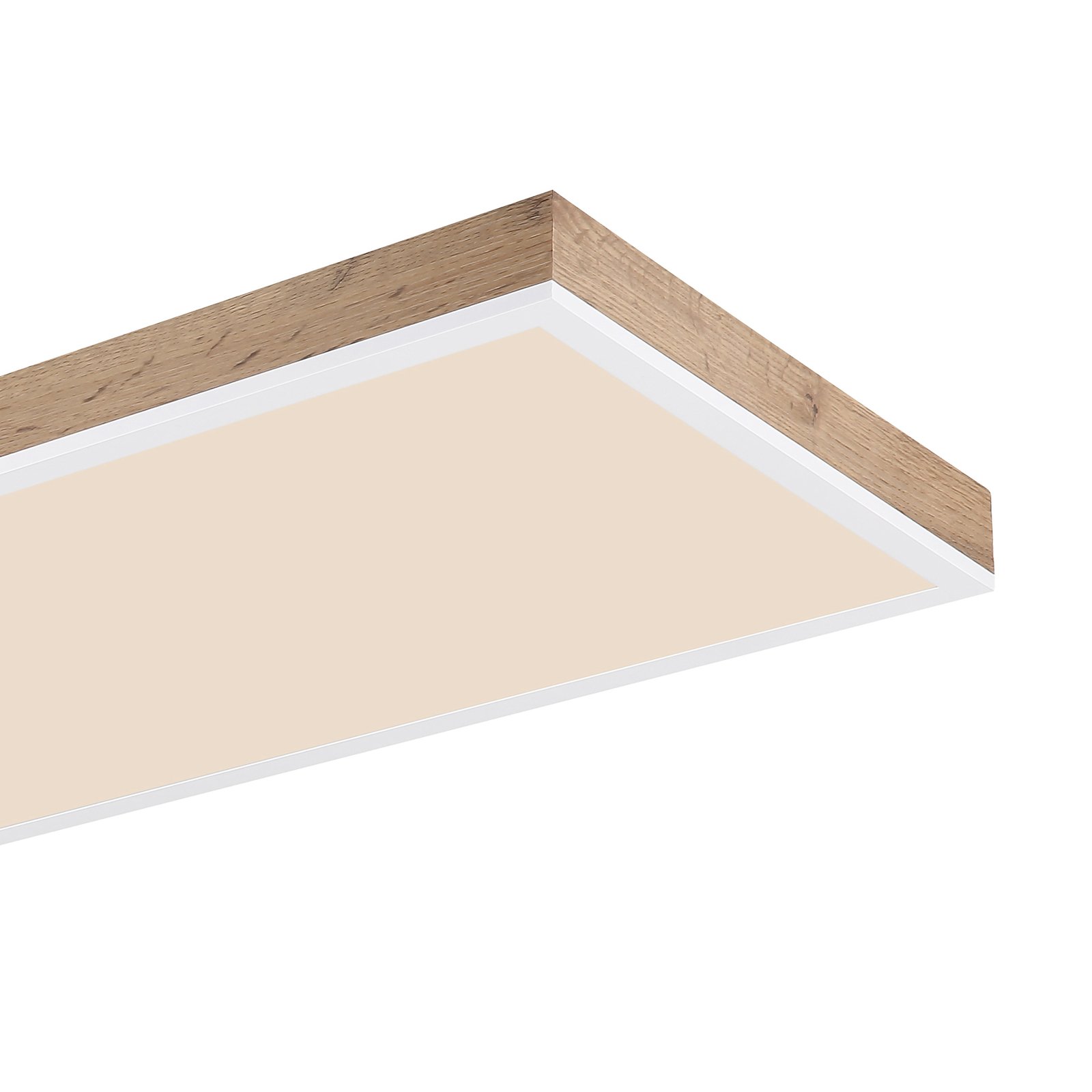 Candeeiro de teto LED Doro, comprimento 120 cm, madeira escura, madeira,