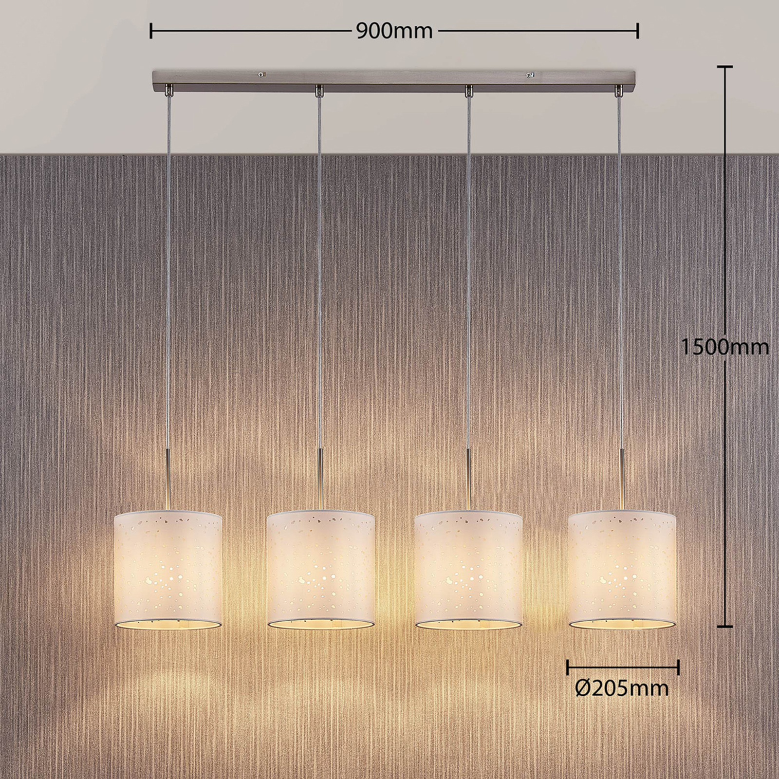 Pendelleuchte Umma, Lochdesign, 4 fl., weiß Pendelleuchte Umma, Lochdesign, 4 fl., weiß