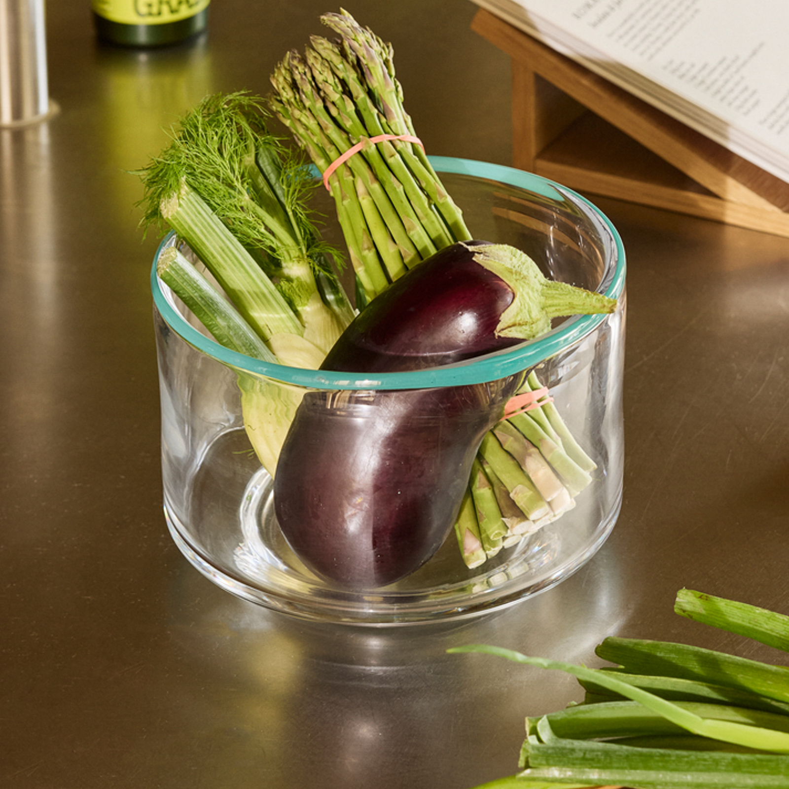 Cuenco Clea transparente/verde, Ø 20 cm, cristal - Hübsch