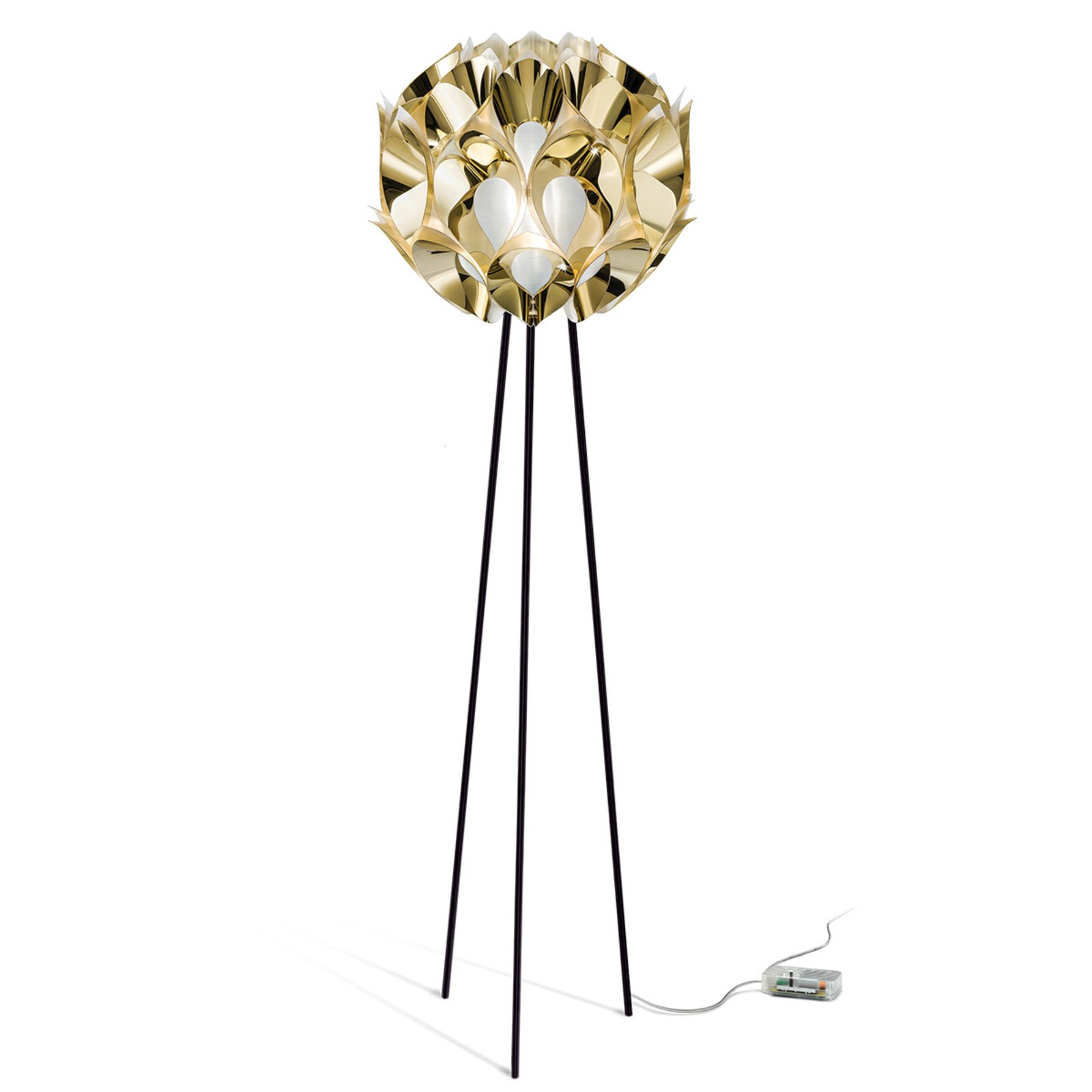 Slamp Flora – design-gulvlampe, gull