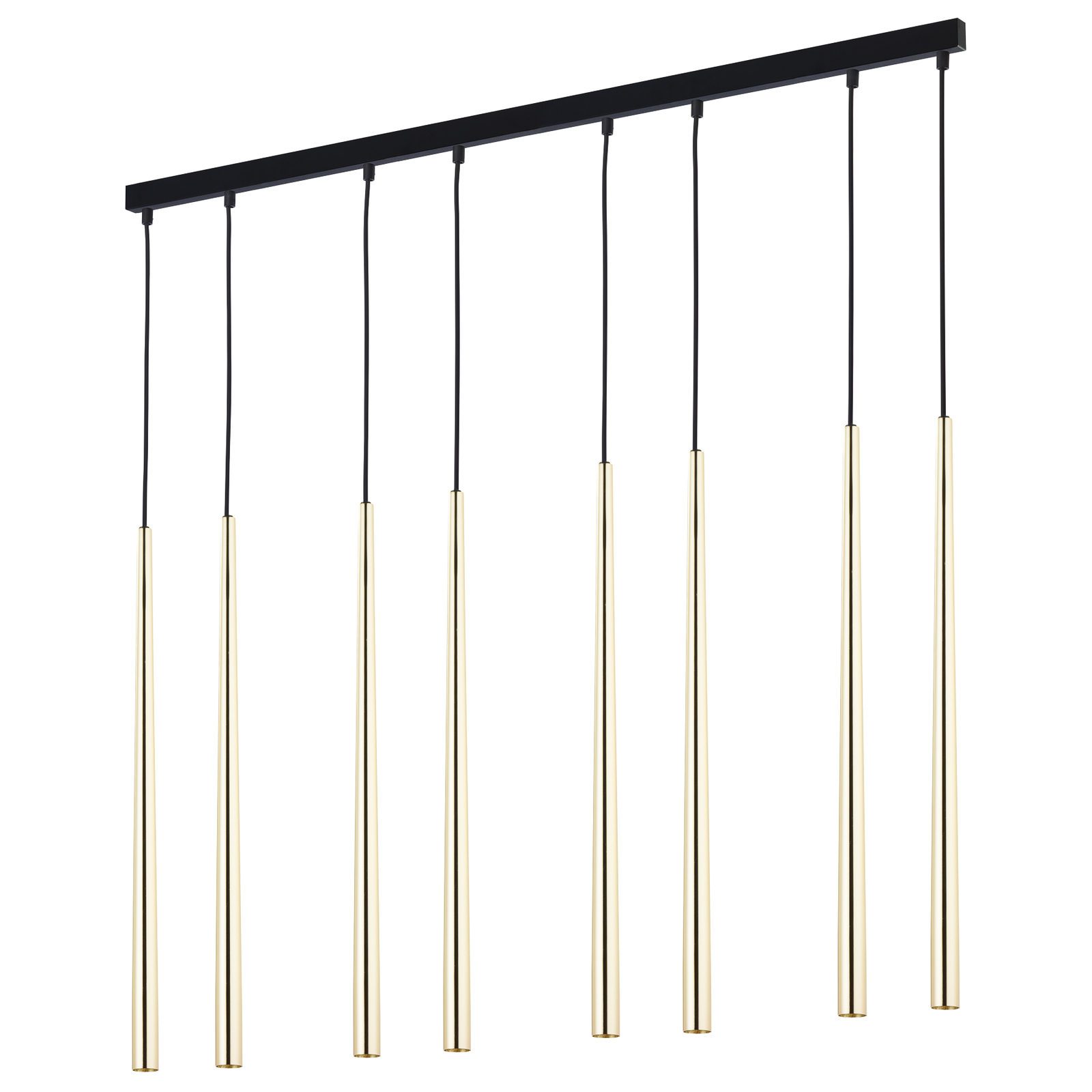 Pendelleuchte Piano, länglich, 8-flg. schwarz/gold