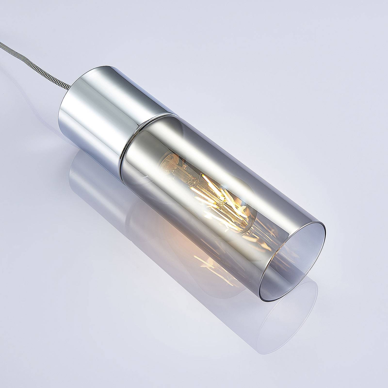 Lampa wisząca Eleen z cylindrami ze szkła dymnego