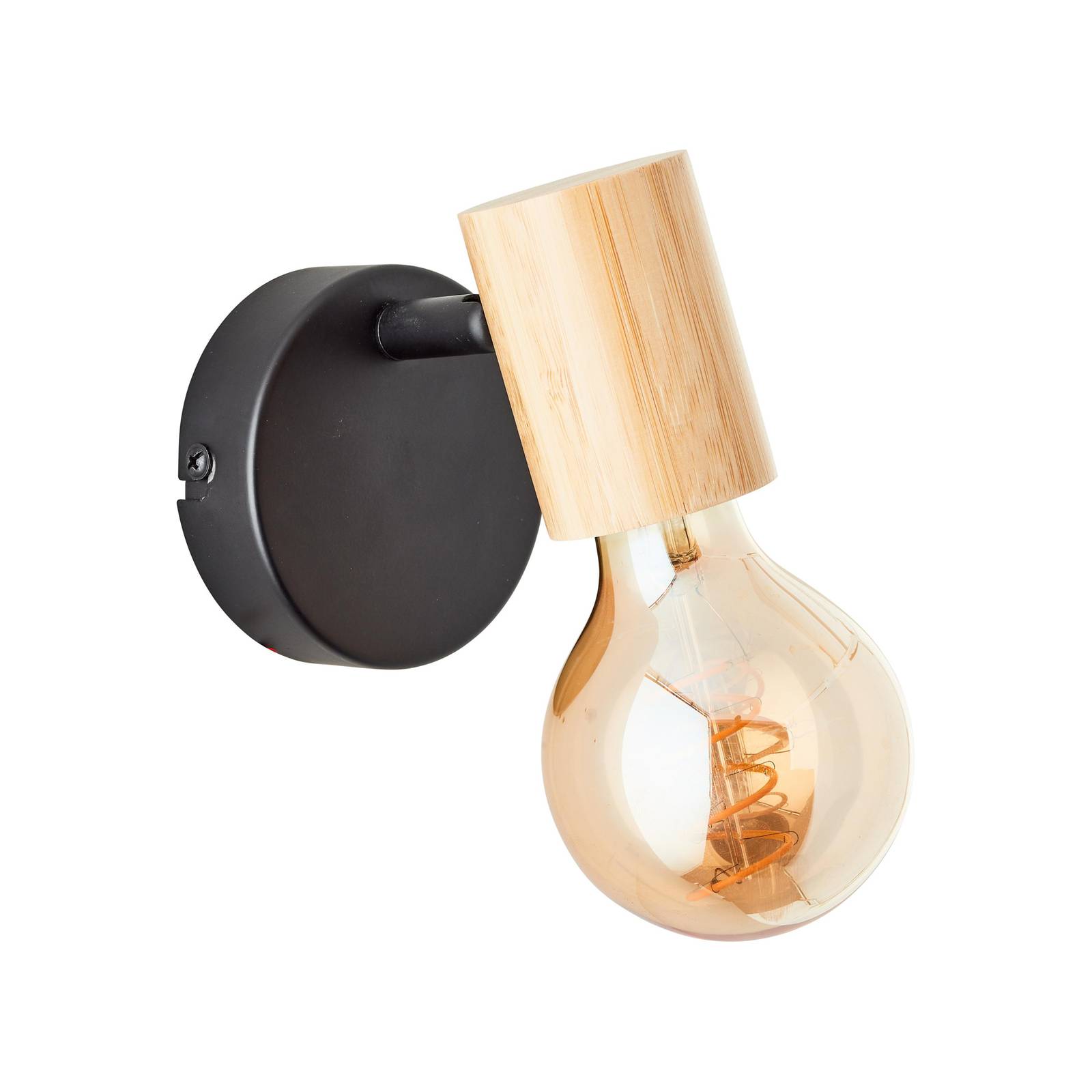 Wandstrahler Kerry, schwarz/natur, Breite 9 cm, Bambus