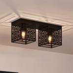 Piedritas ceiling lamp, two black square shades
